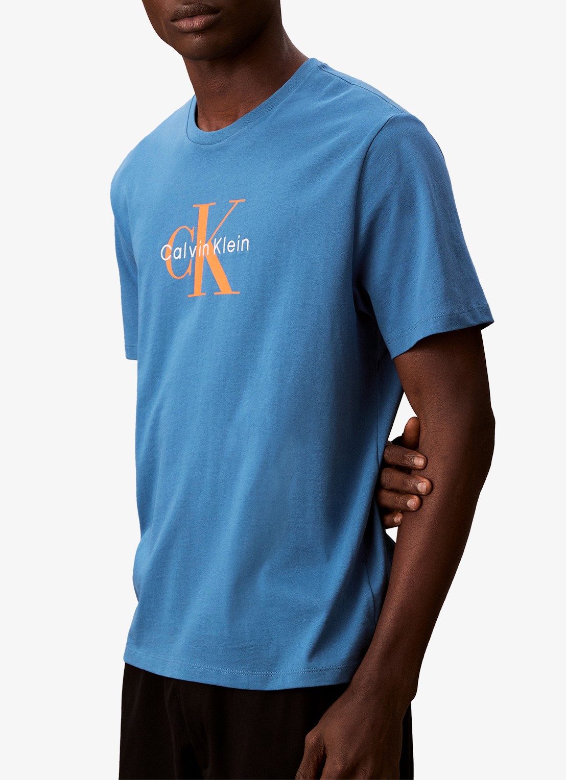 Calvin Klein Mono T-shirt met logo - detail 2 blauw