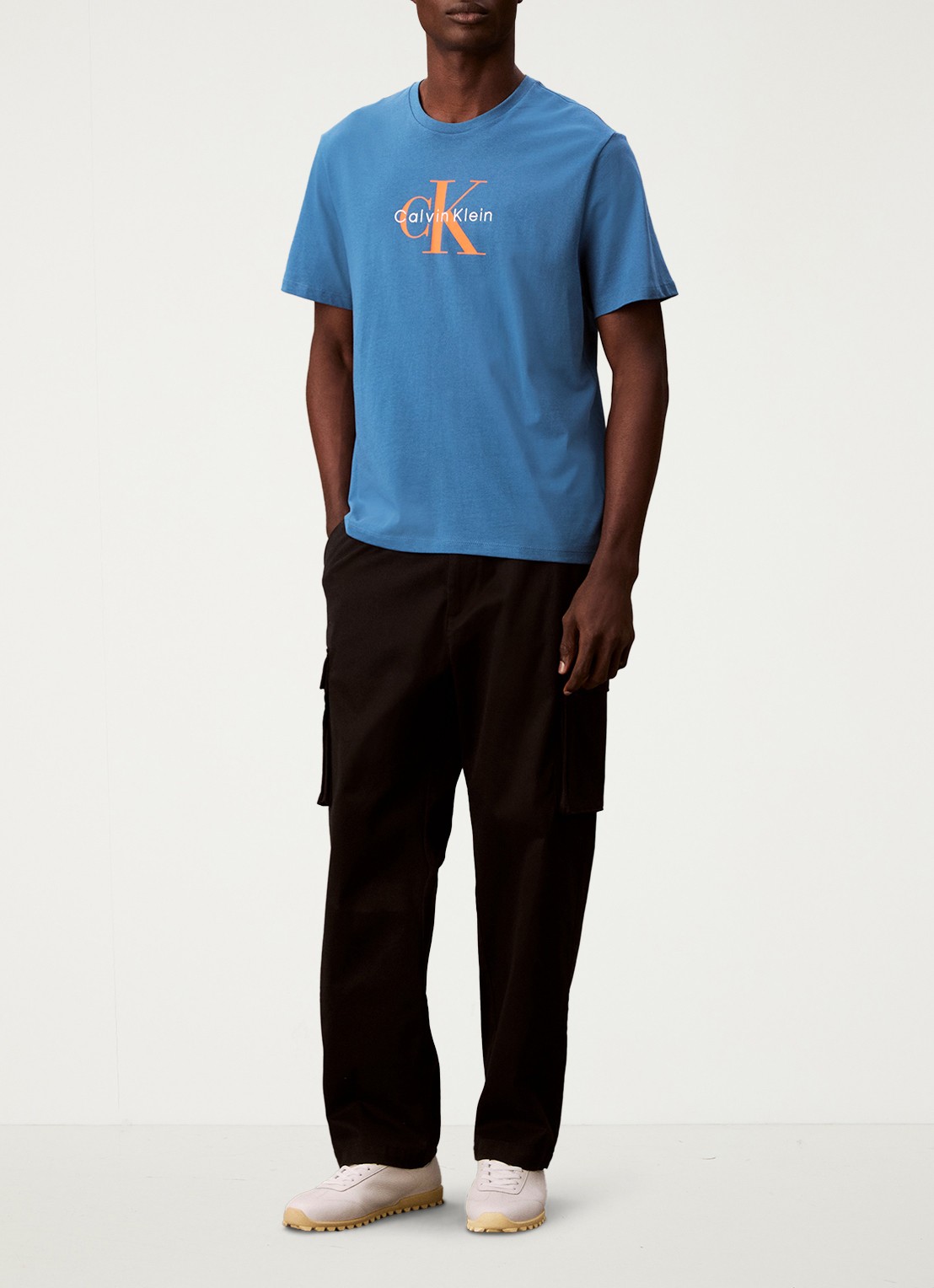 Calvin Klein Mono T-shirt met logo - voorkant 4 blauw