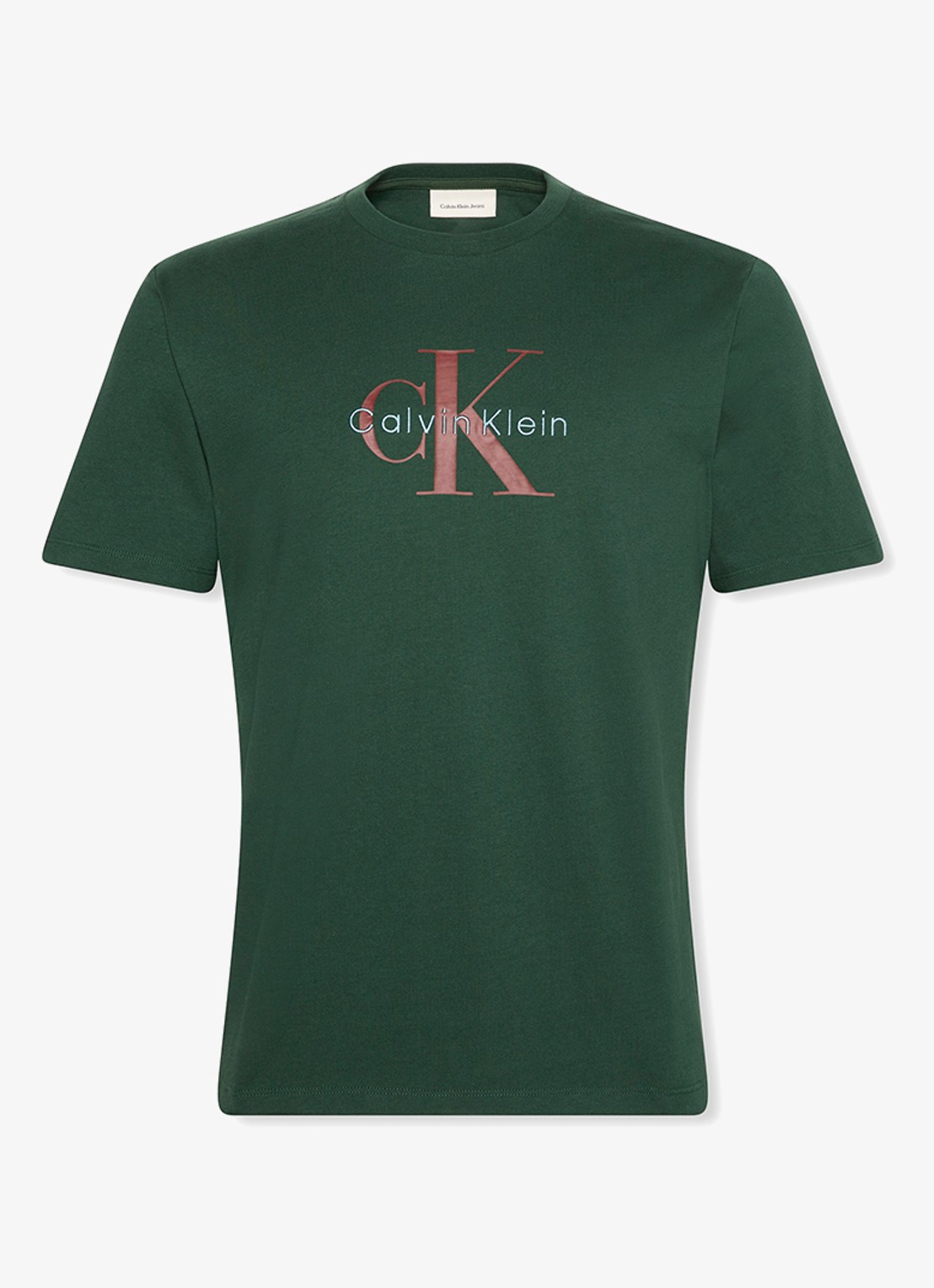 Calvin Klein Mono T-shirt met logo - voorkant 5 legergroen