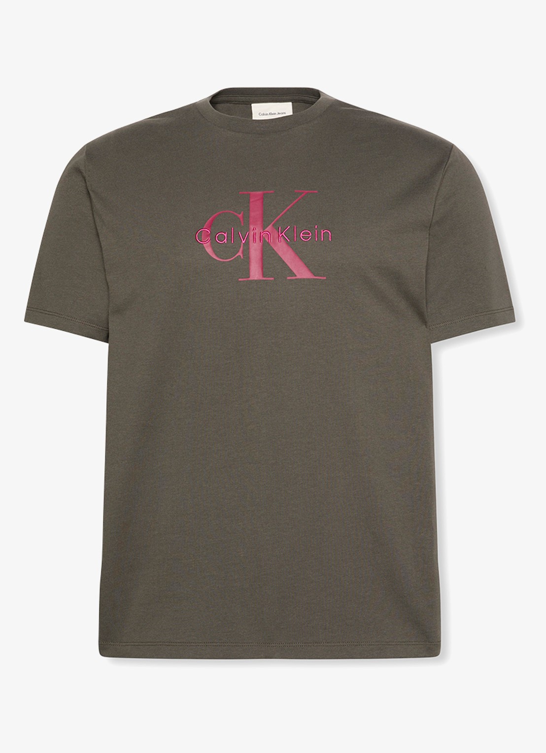 Calvin Klein Mono T-shirt met logo - voorkant staalblauw