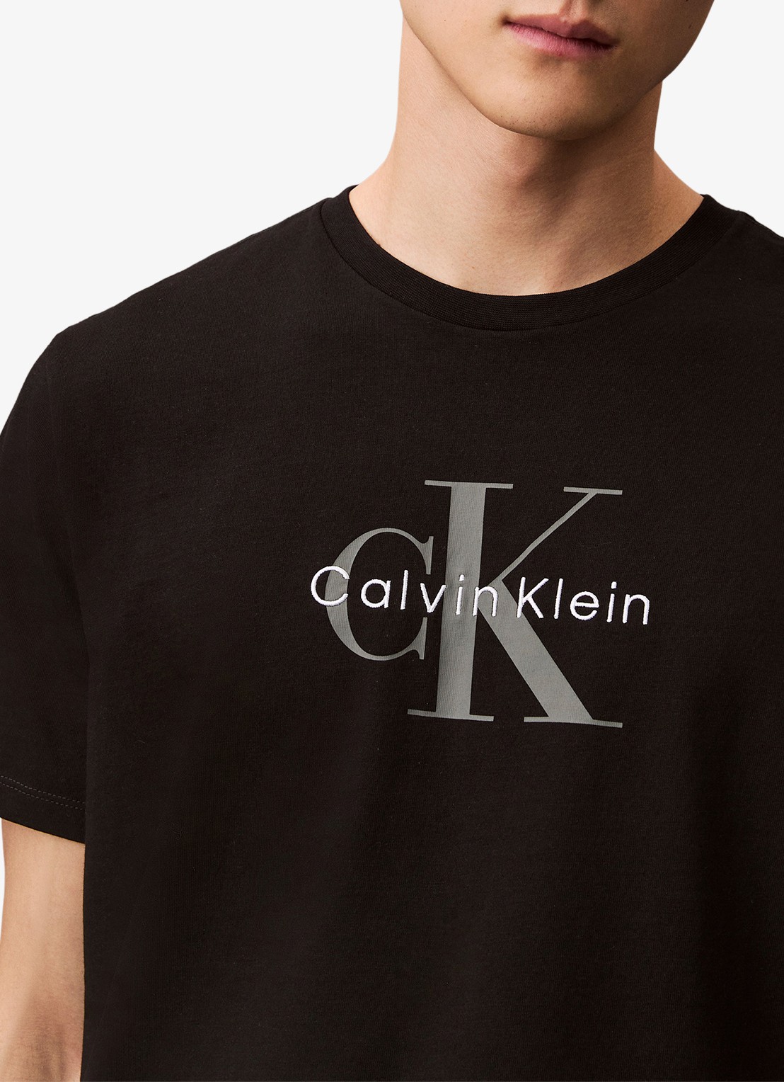 Calvin Klein Mono T-shirt met logo - detail 4 zwart