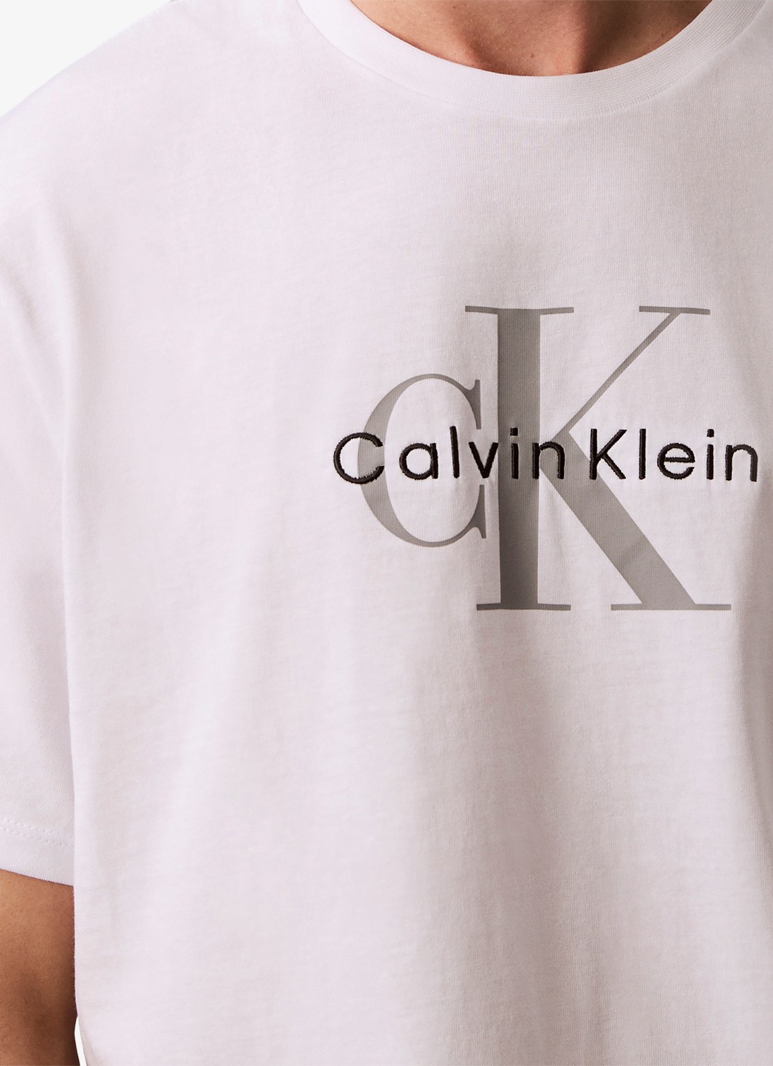 Calvin Klein Mono T-shirt met logo - detail 2 wit