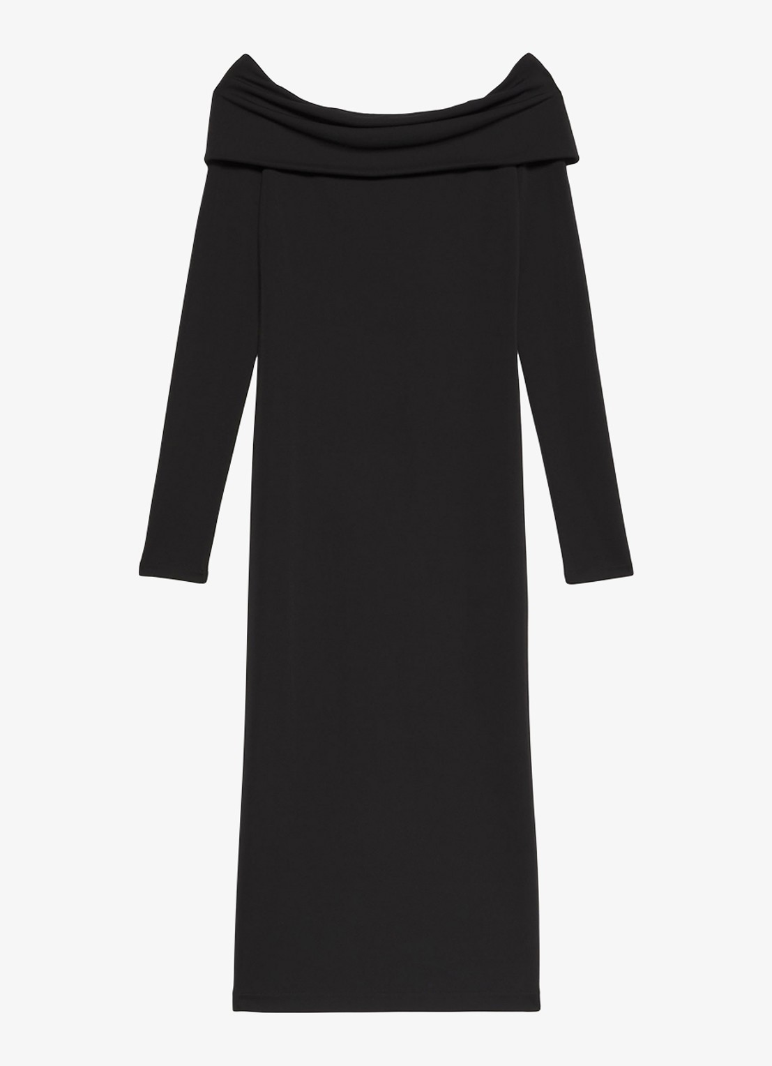 Calvin Klein Off shoulder midi jurk - voorkant 6 zwart