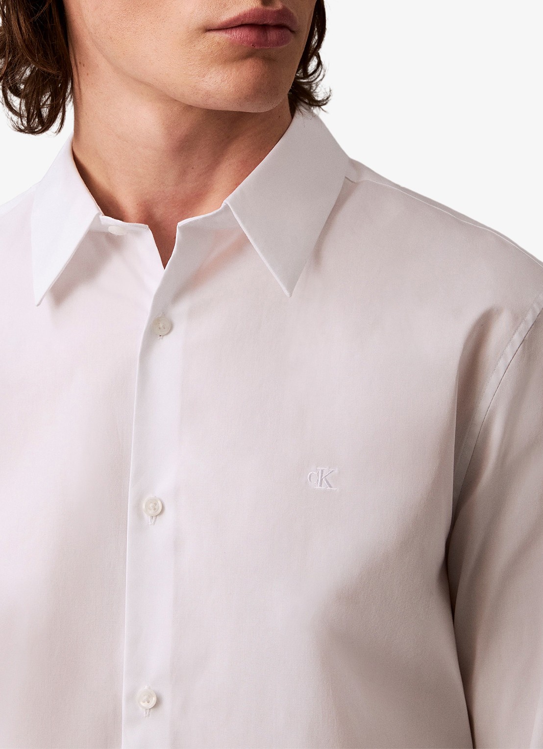 Calvin Klein Overhemd met logoborduring - detail 4 gebroken wit