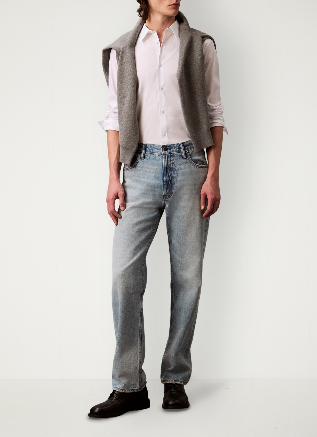 Calvin Klein Overhemd met logoborduring - voorkant 2 gebroken wit