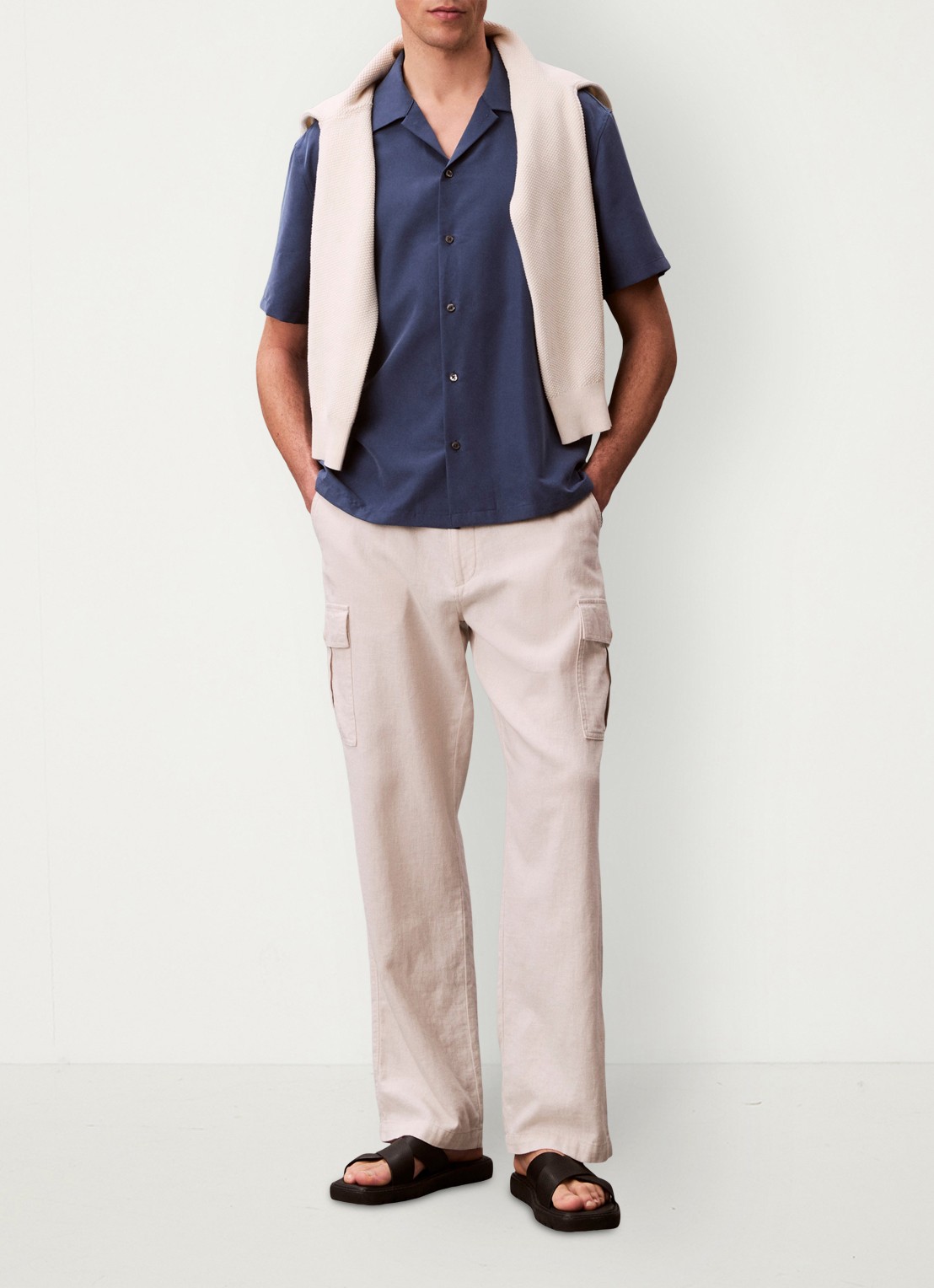 Calvin Klein Overhemd met logoborduring - voorkant 2 denim