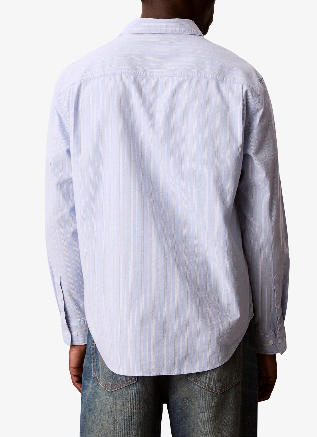 Calvin Klein Overhemd met streepprint - achterkant lichtblauw