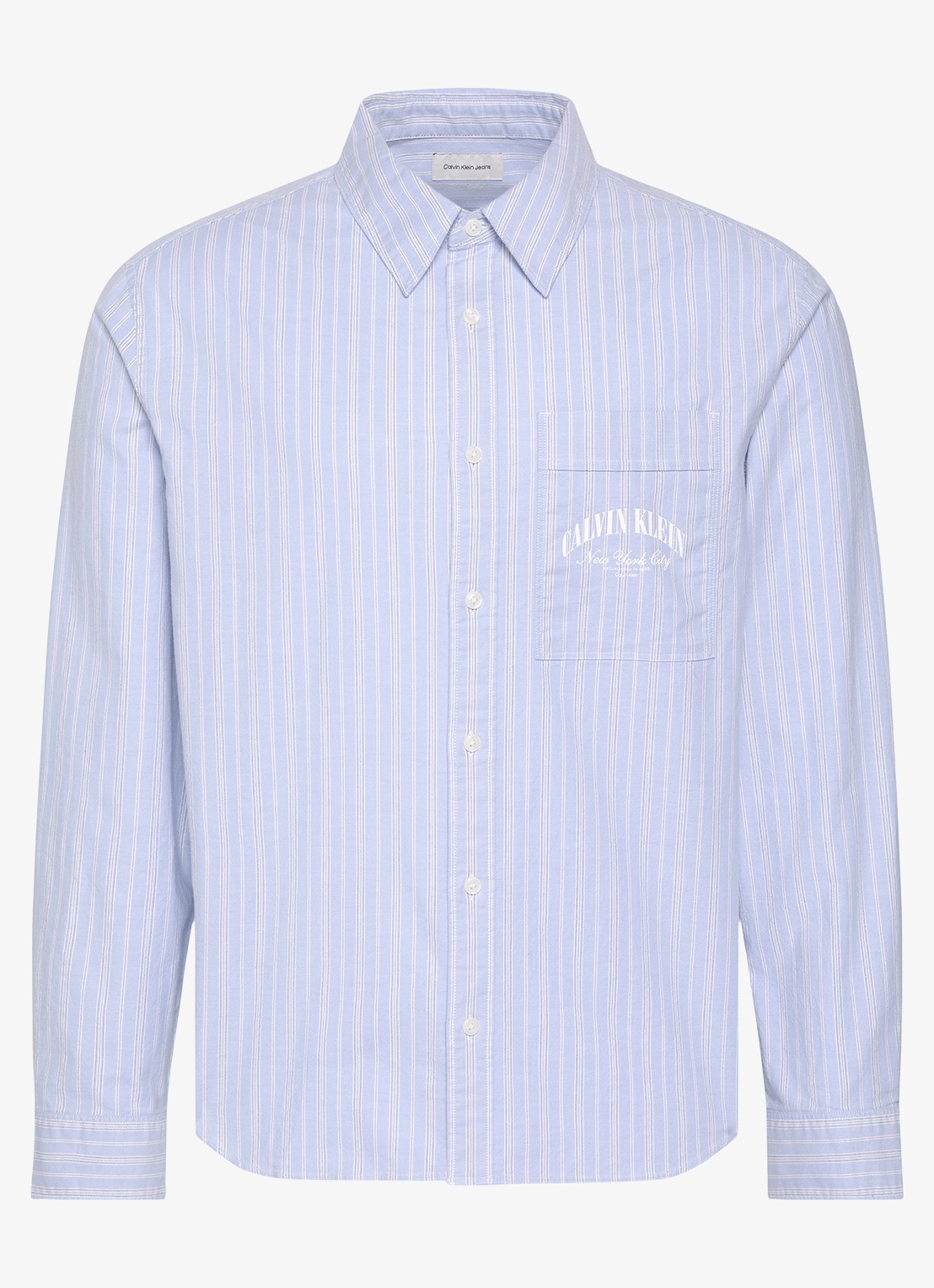 Calvin Klein Overhemd met streepprint - voorkant 2 lichtblauw