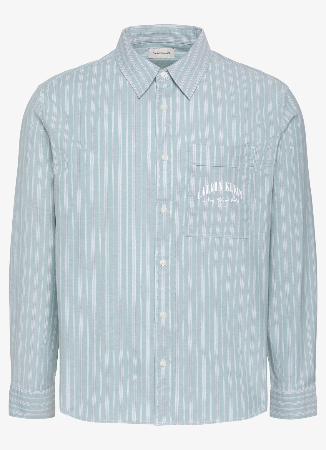 Calvin Klein Overhemd met streepprint - voorkant 4 groen