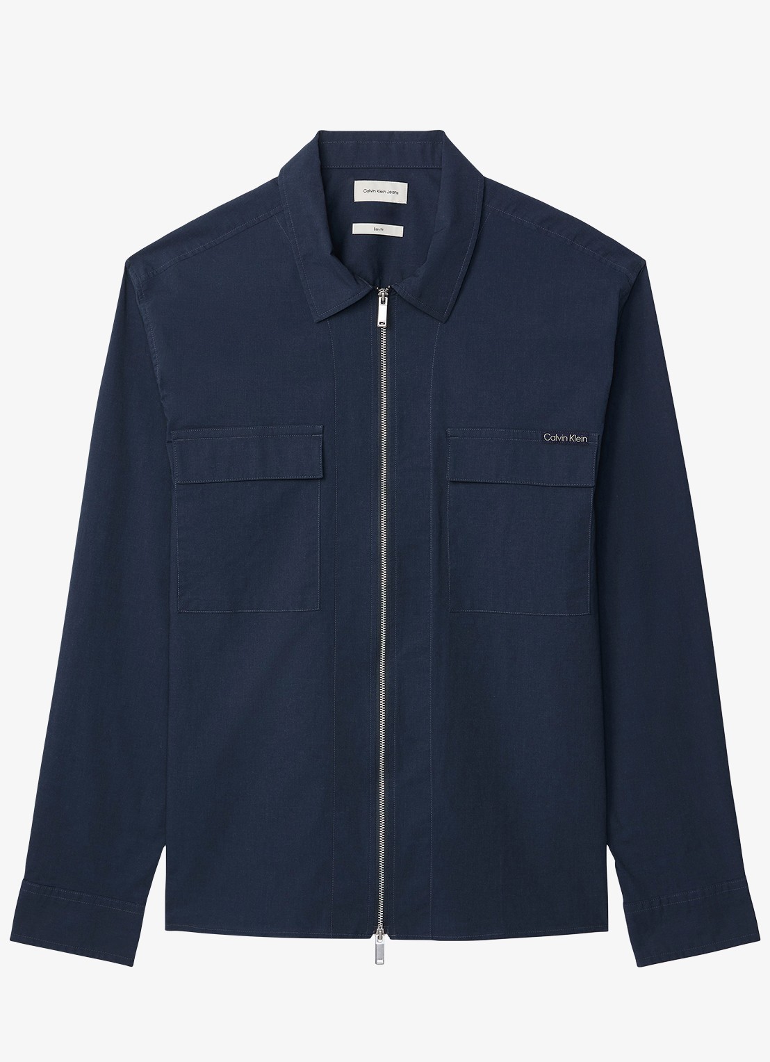 Calvin Klein Overshirt met borstzakken - voorkant 3 donkerblauw