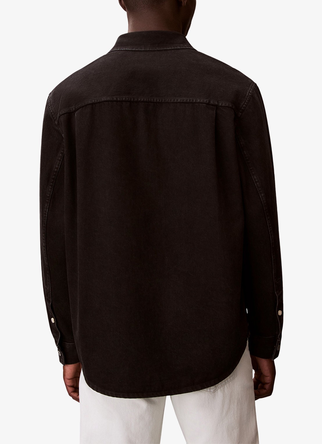Calvin Klein Overshirt van denim met borstzakken - achterkant zwart