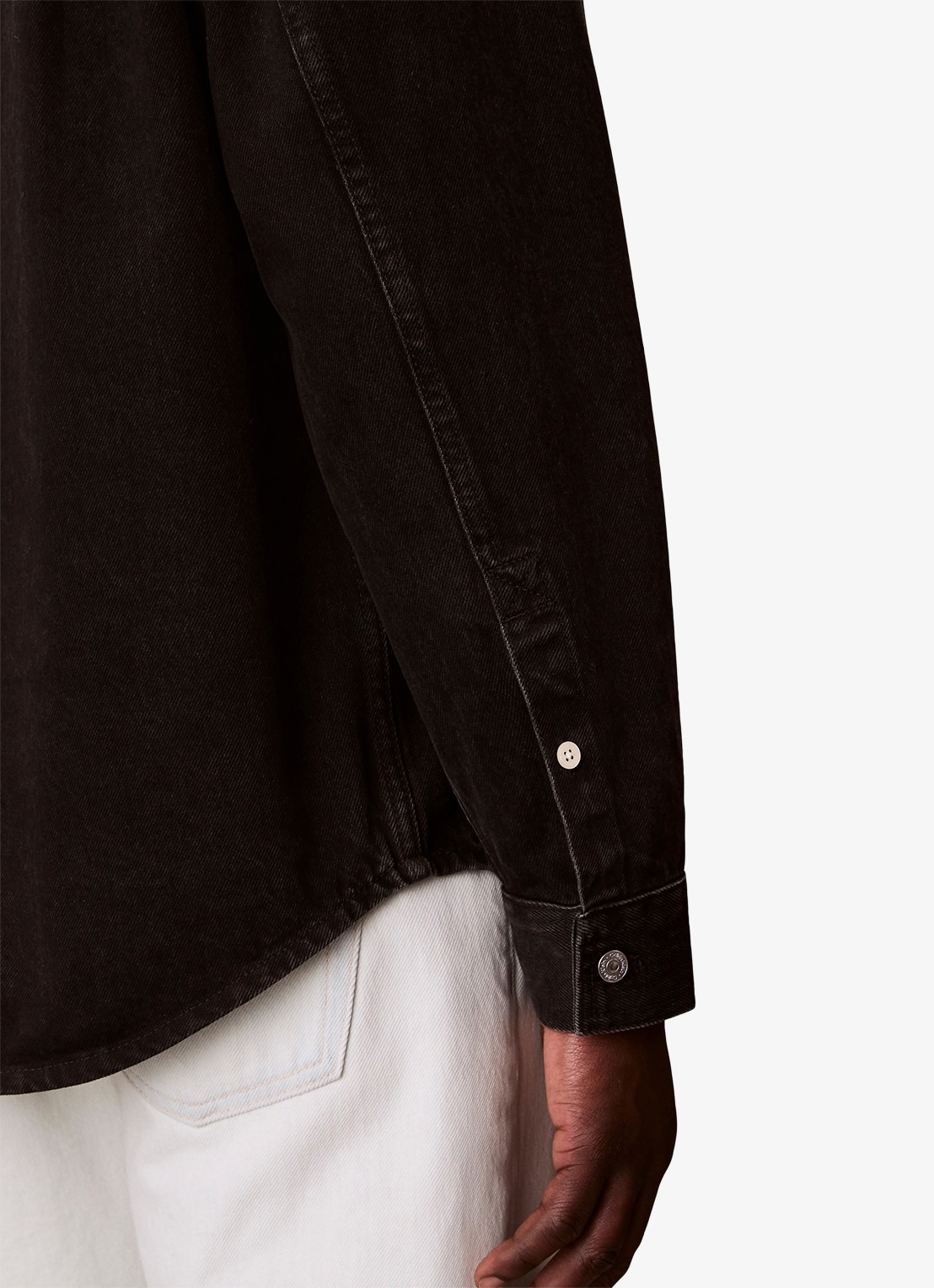 Calvin Klein Overshirt van denim met borstzakken - detail 5 zwart