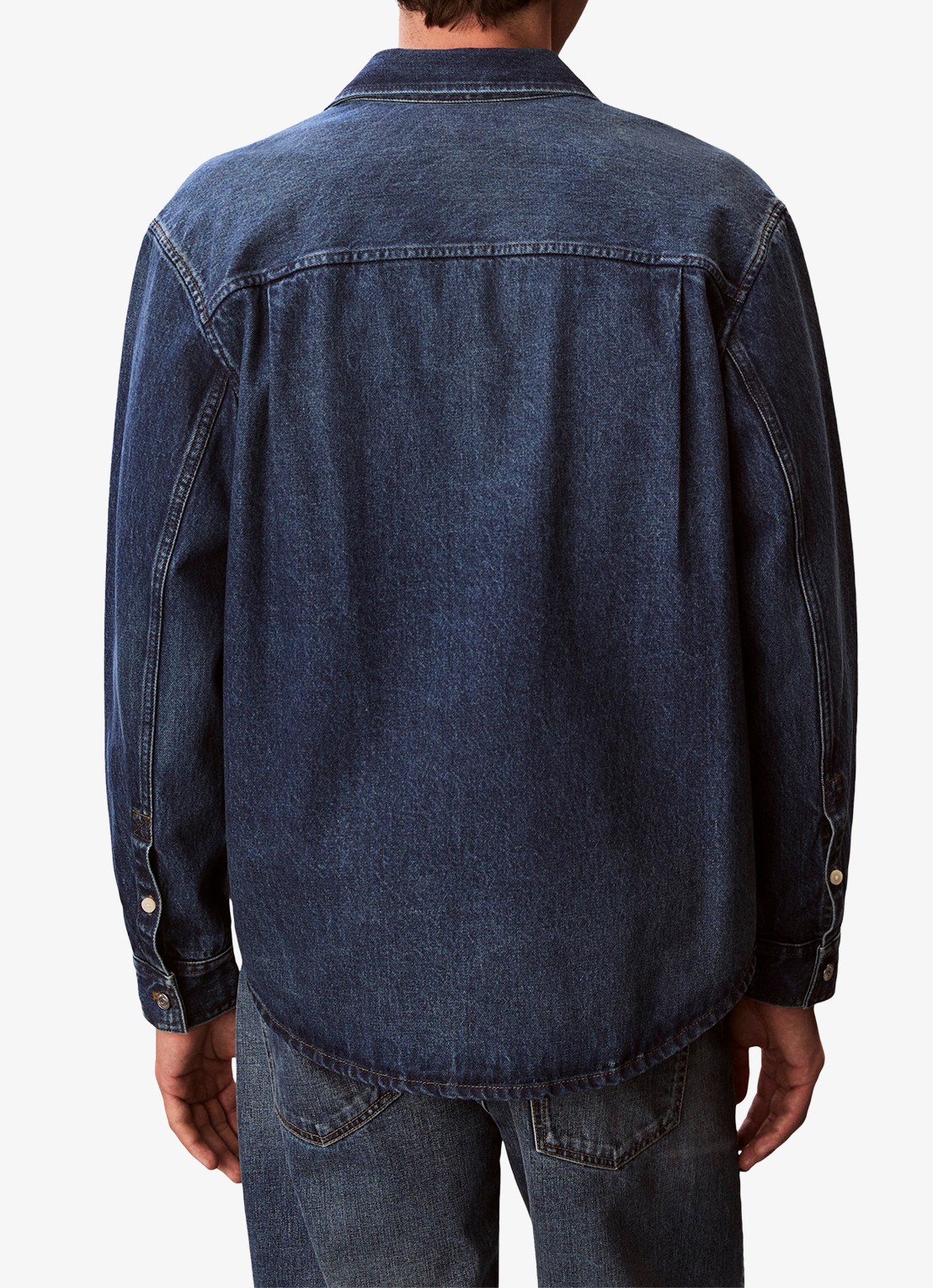 Calvin Klein Overshirt van denim met borstzakken - achterkant 3 indigo
