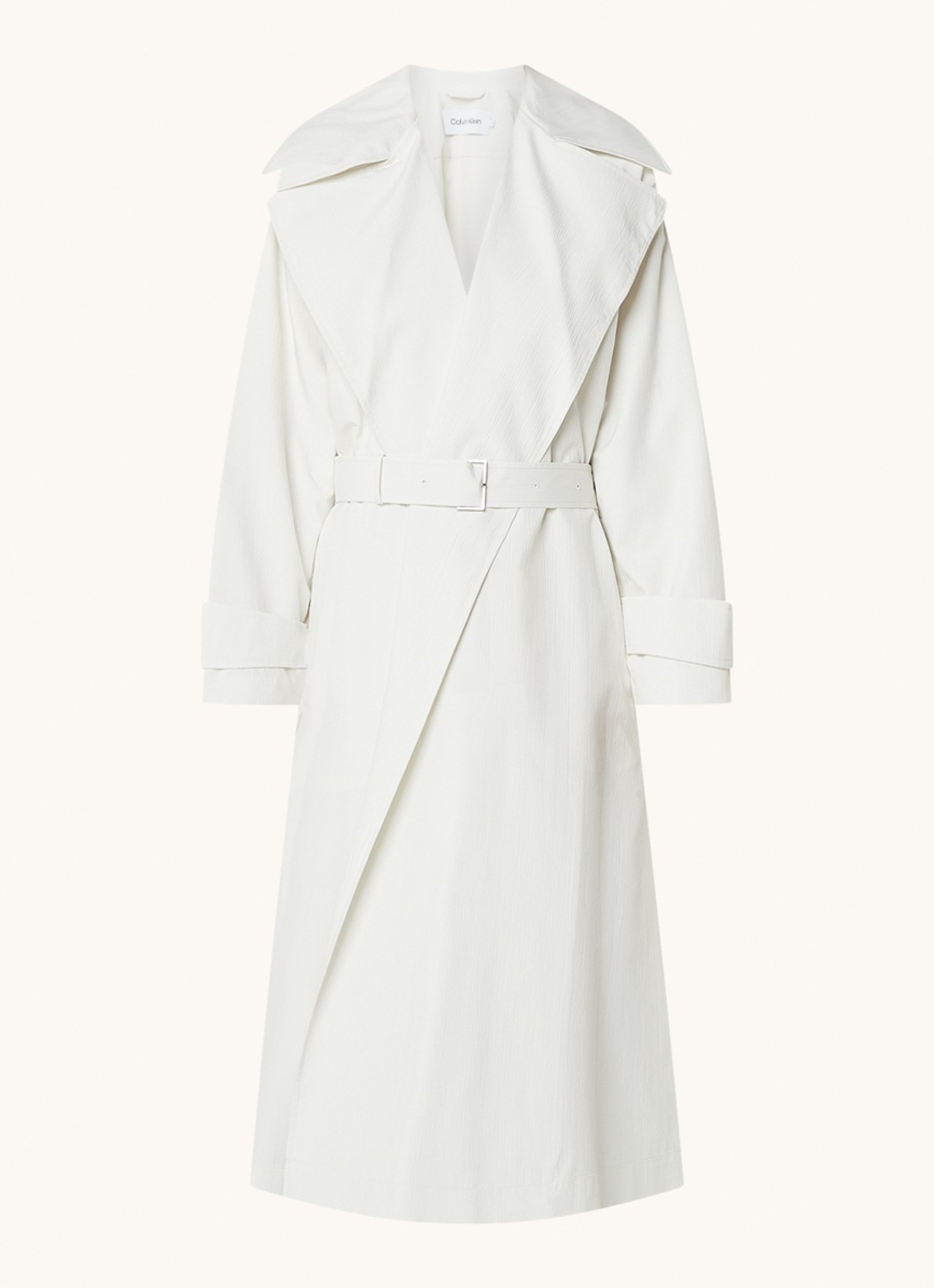 Calvin Klein Oversized trenchcoat met steekzakken - voorkant 2 gebroken wit
