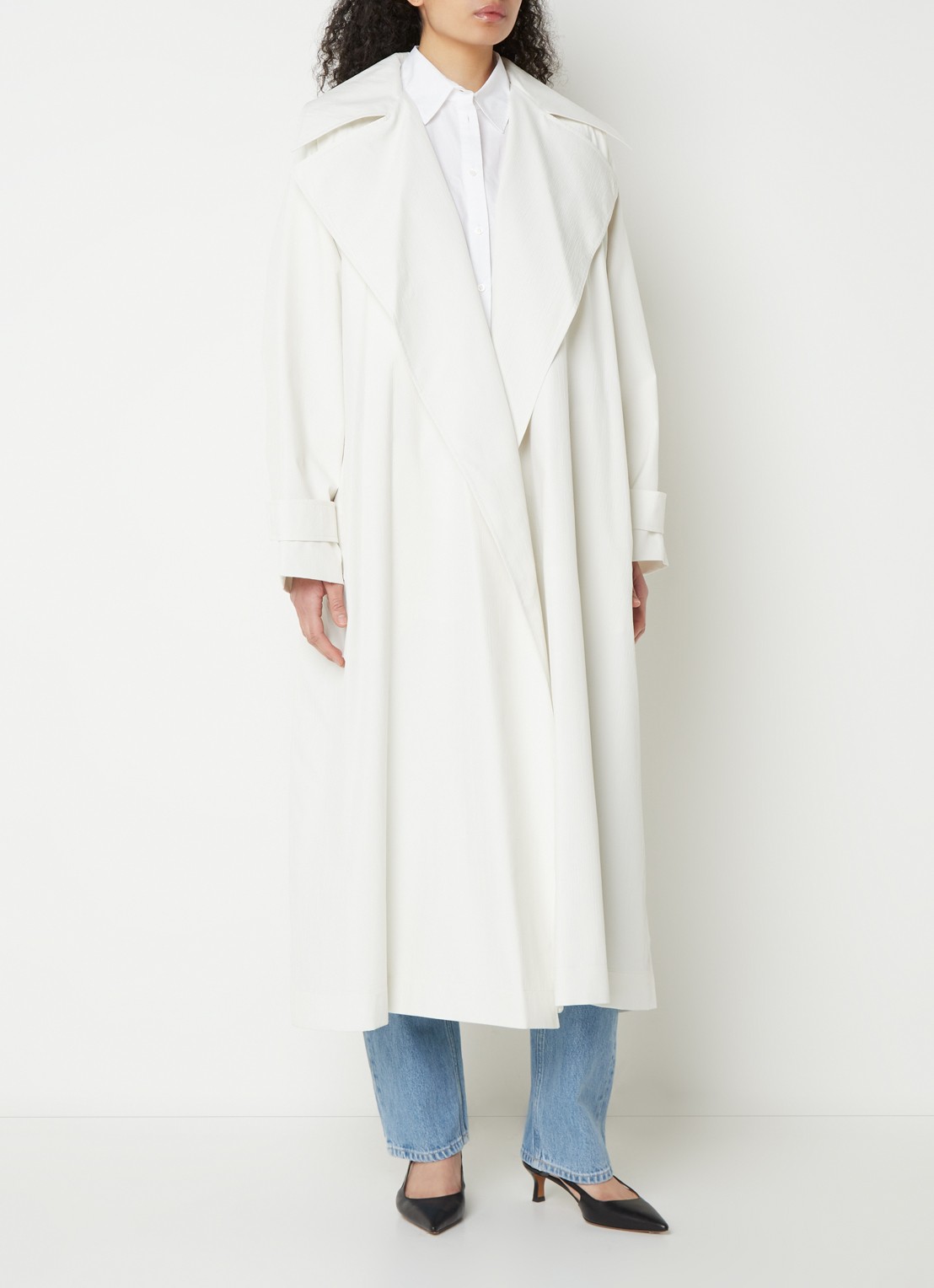 Calvin Klein Oversized trenchcoat met steekzakken - voorkant 3 gebroken wit