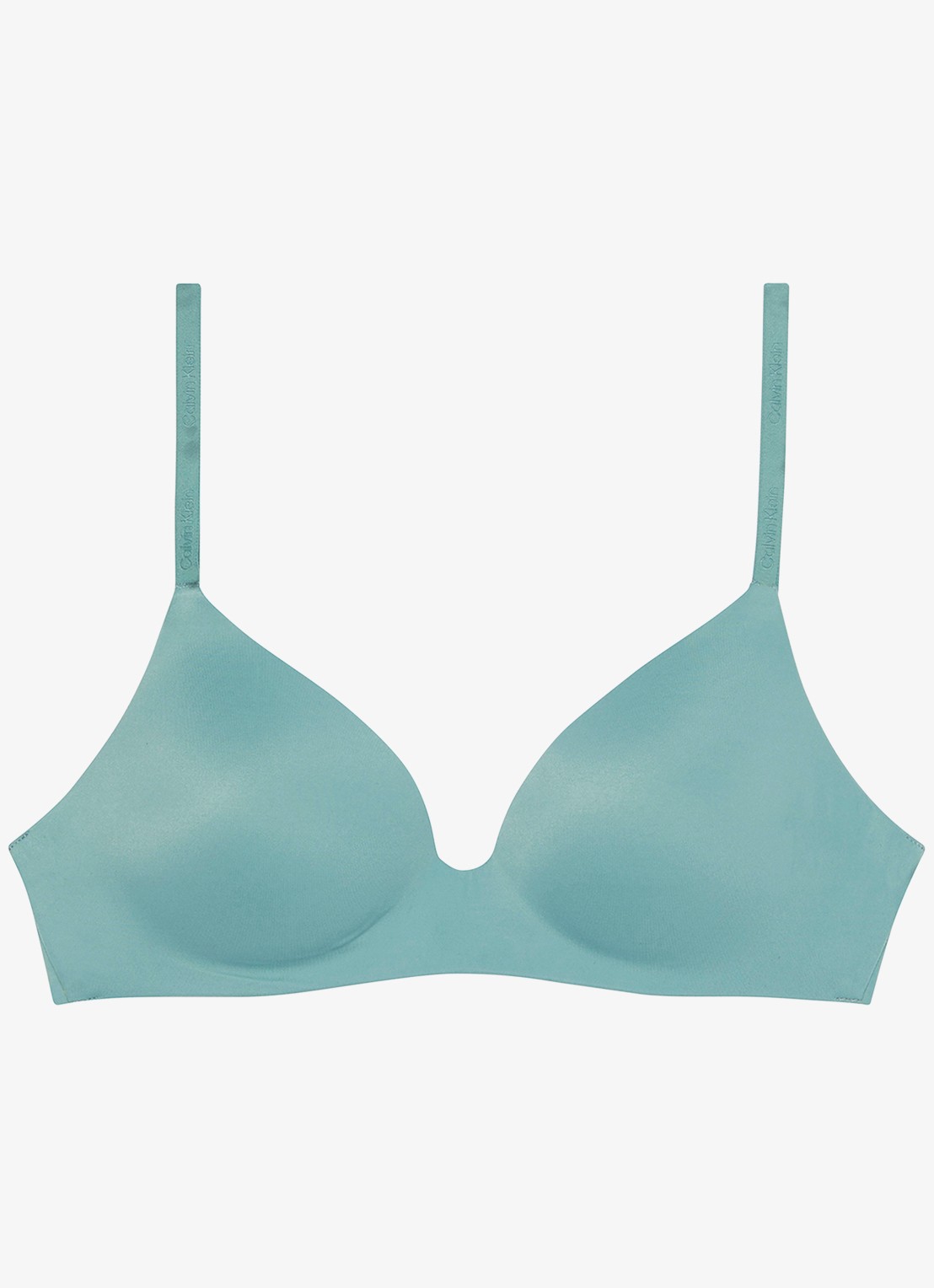 Calvin Klein Perfectly Fit beugelloze plunge T-shirt bh - voorkant 6 slate turquoise-mb2 / blauw