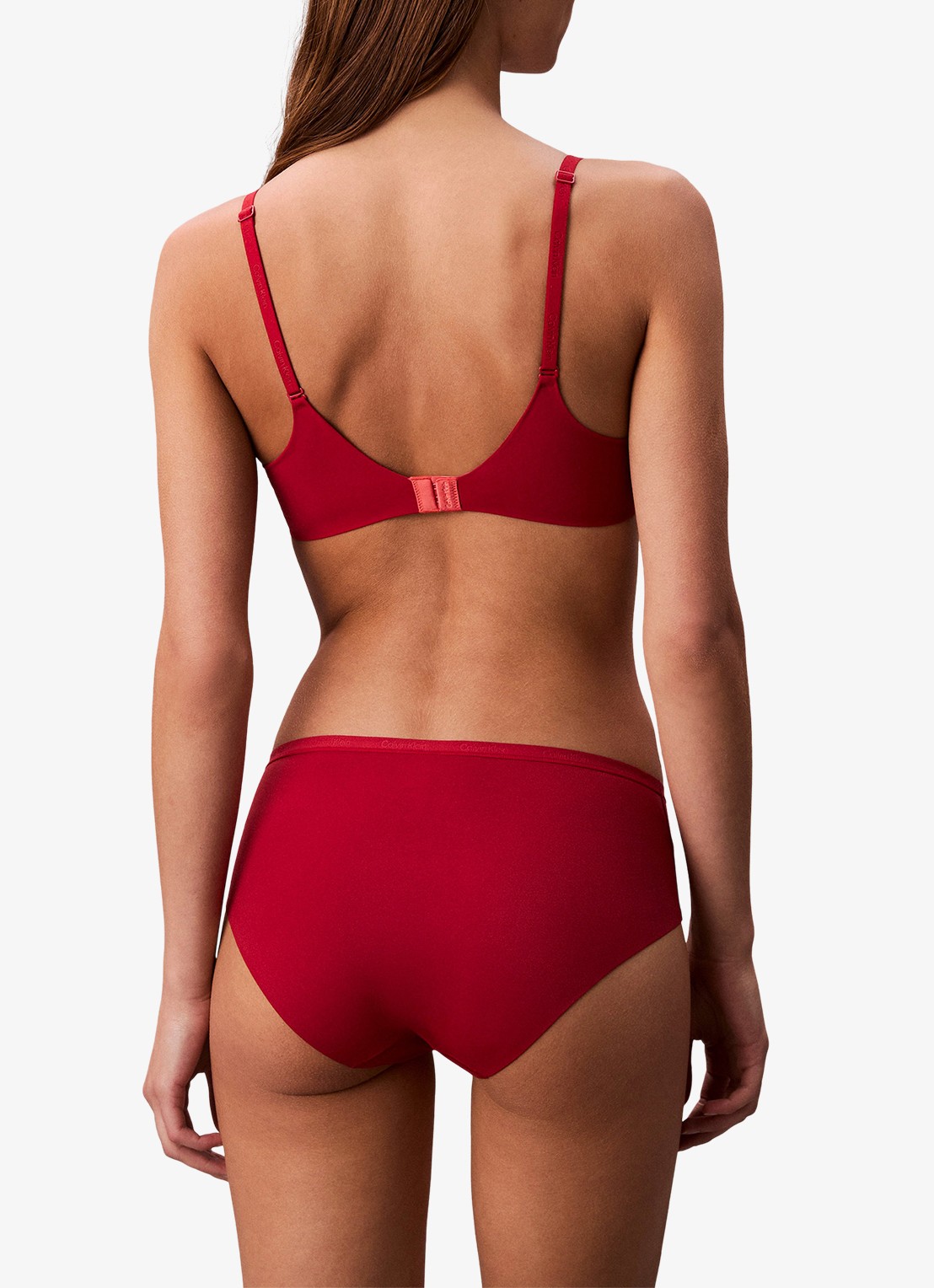 Calvin Klein Perfectly Fit beugelloze plunge T-shirt bh - achterkant 7 red stamp-yub / rood