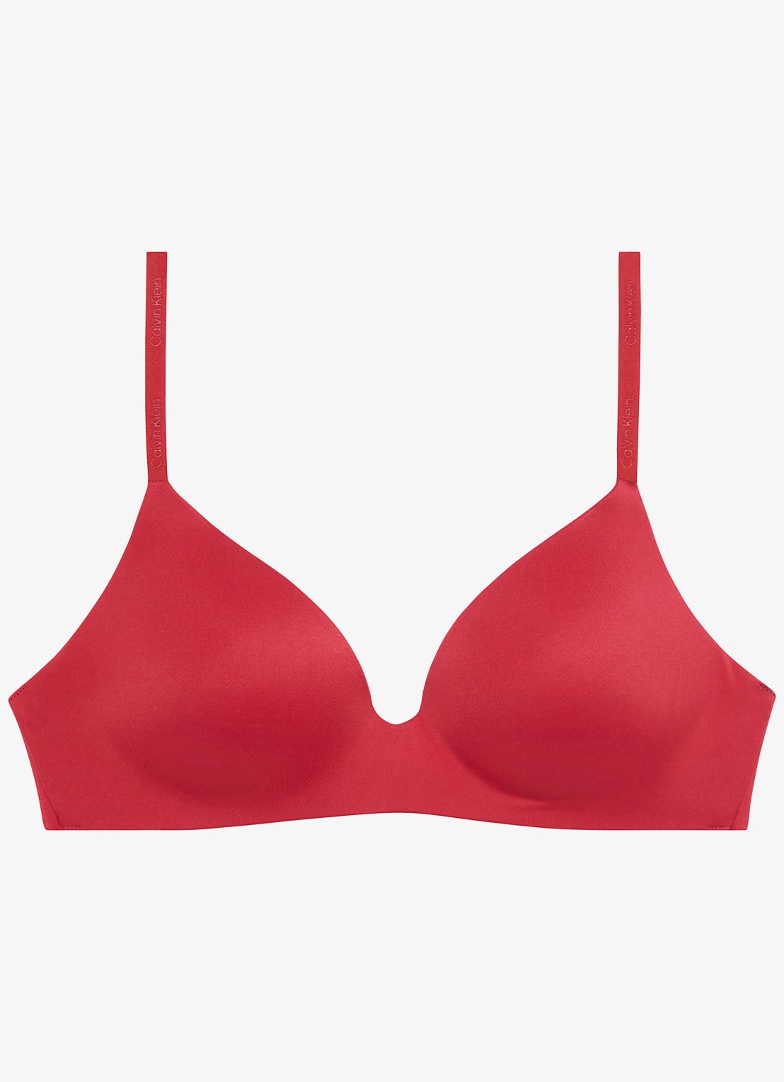 Calvin Klein Perfectly Fit beugelloze plunge T-shirt bh - voorkant 2 red stamp-yub / rood