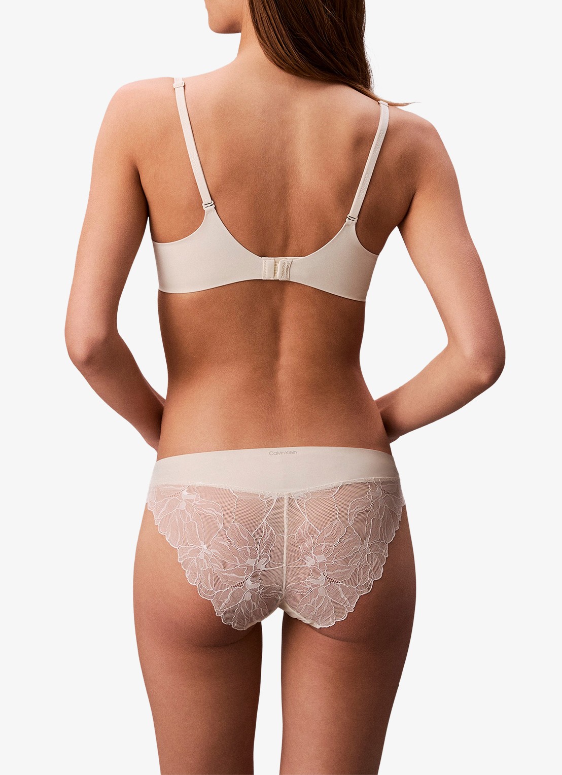 Calvin Klein Plunge push-up bh met kant - achterkant 7 gebroken wit