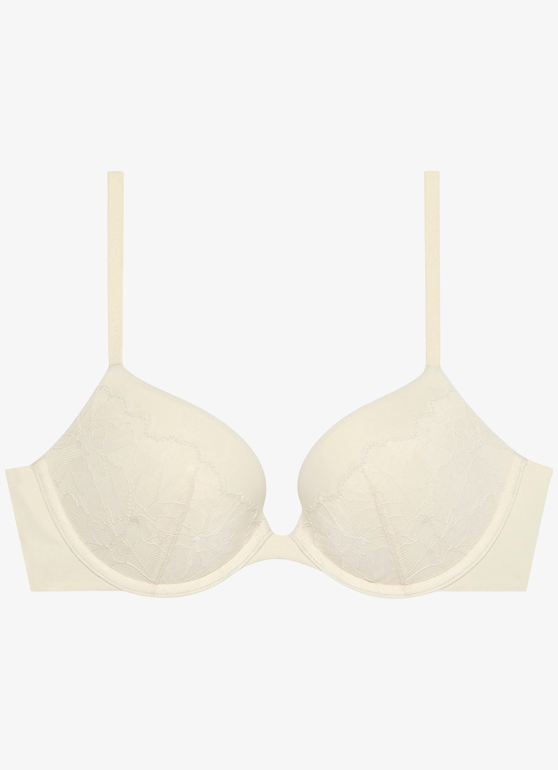 Calvin Klein Plunge push-up bh met kant - voorkant 2 gebroken wit
