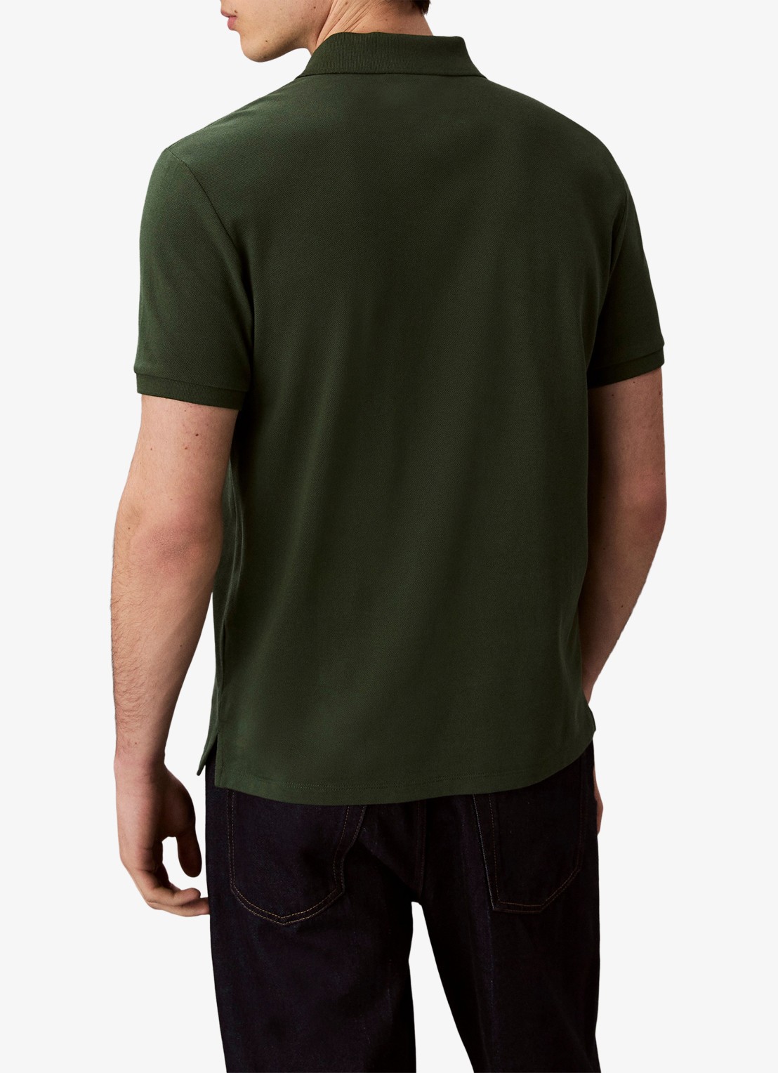 Calvin Klein Polo van piqué katoen met logoborduring - achterkant 3 groen