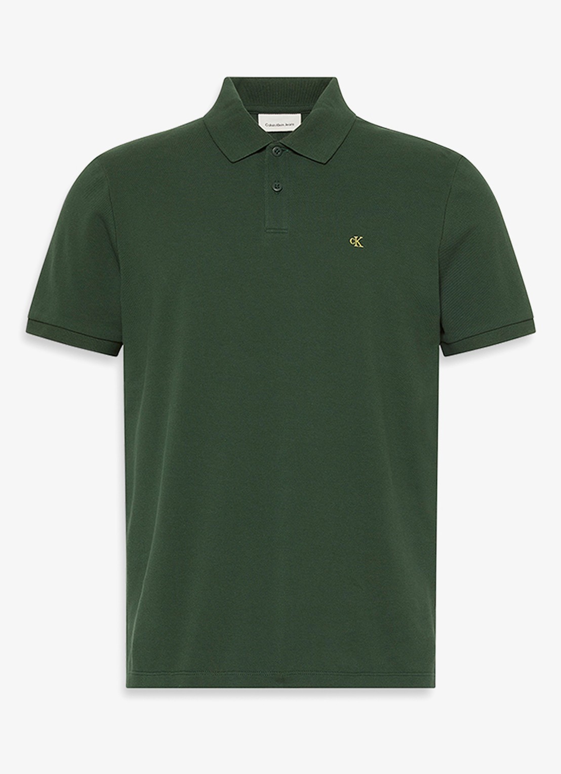 Calvin Klein Polo van piqué katoen met logoborduring - voorkant groen