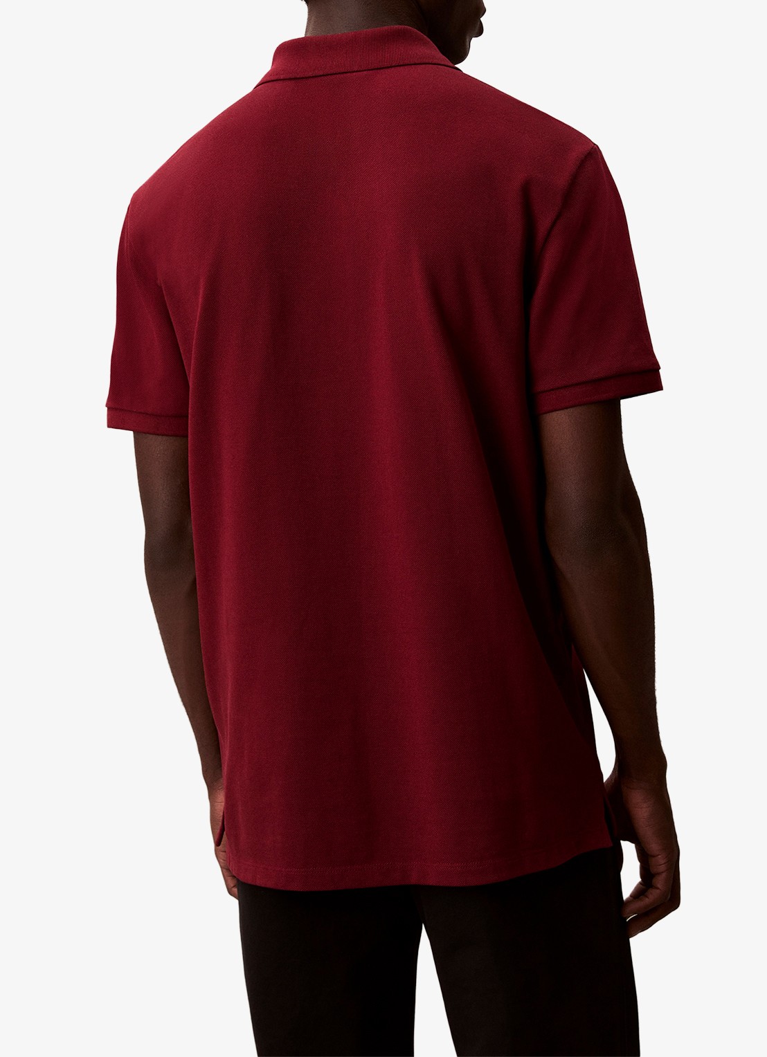 Calvin Klein Polo van piqué katoen met logoborduring - achterkant 3 bordeauxrood