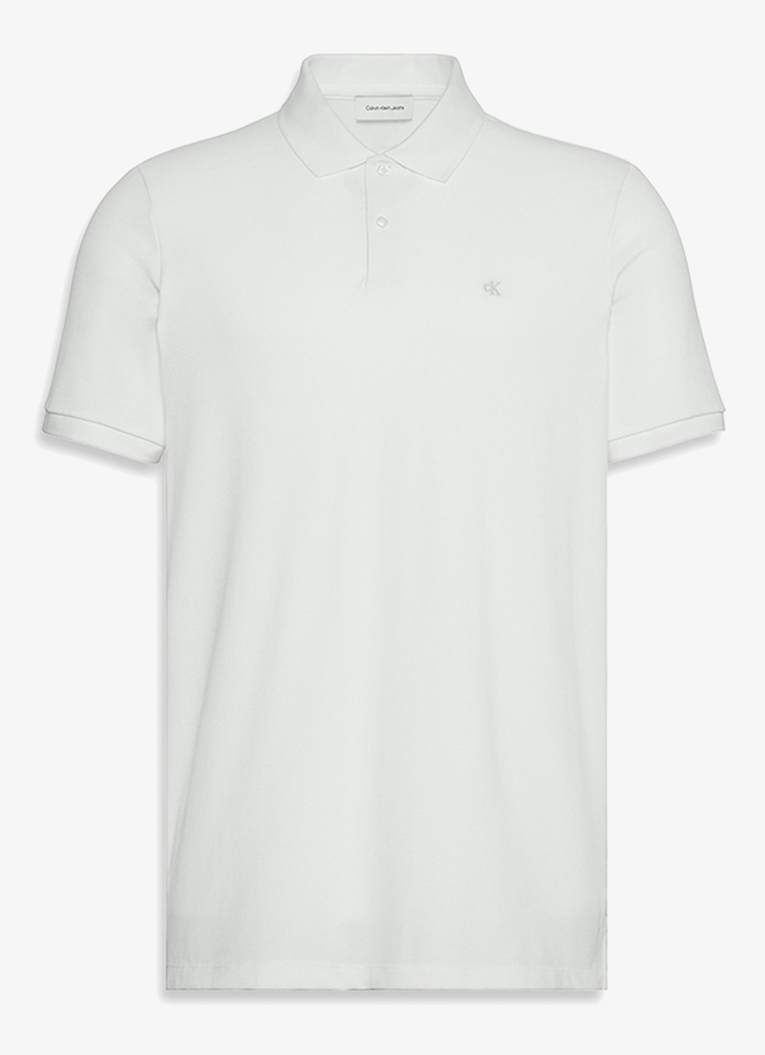 Calvin Klein Polo van piqué katoen met logoborduring - detail 8 wit