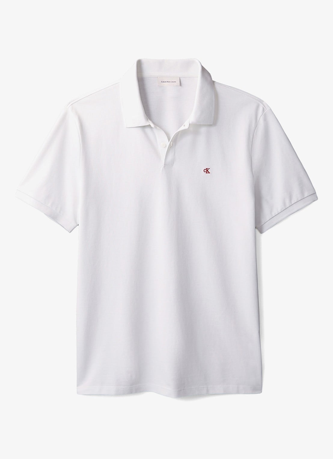 Calvin Klein Polo van piqué katoen met logoborduring - voorkant wit