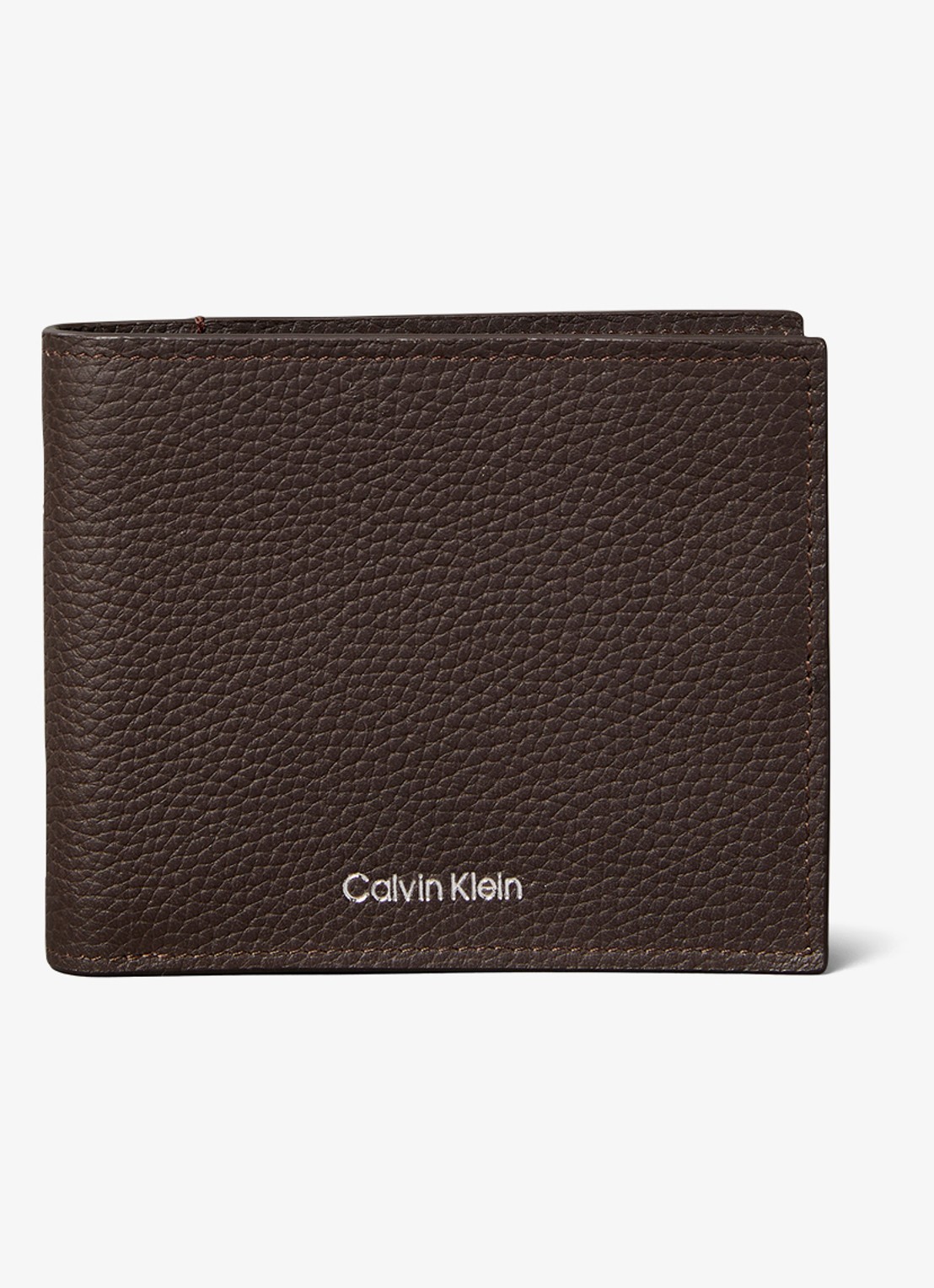 Calvin Klein Portemonnee met logo - voorkant 2 donkerbruin