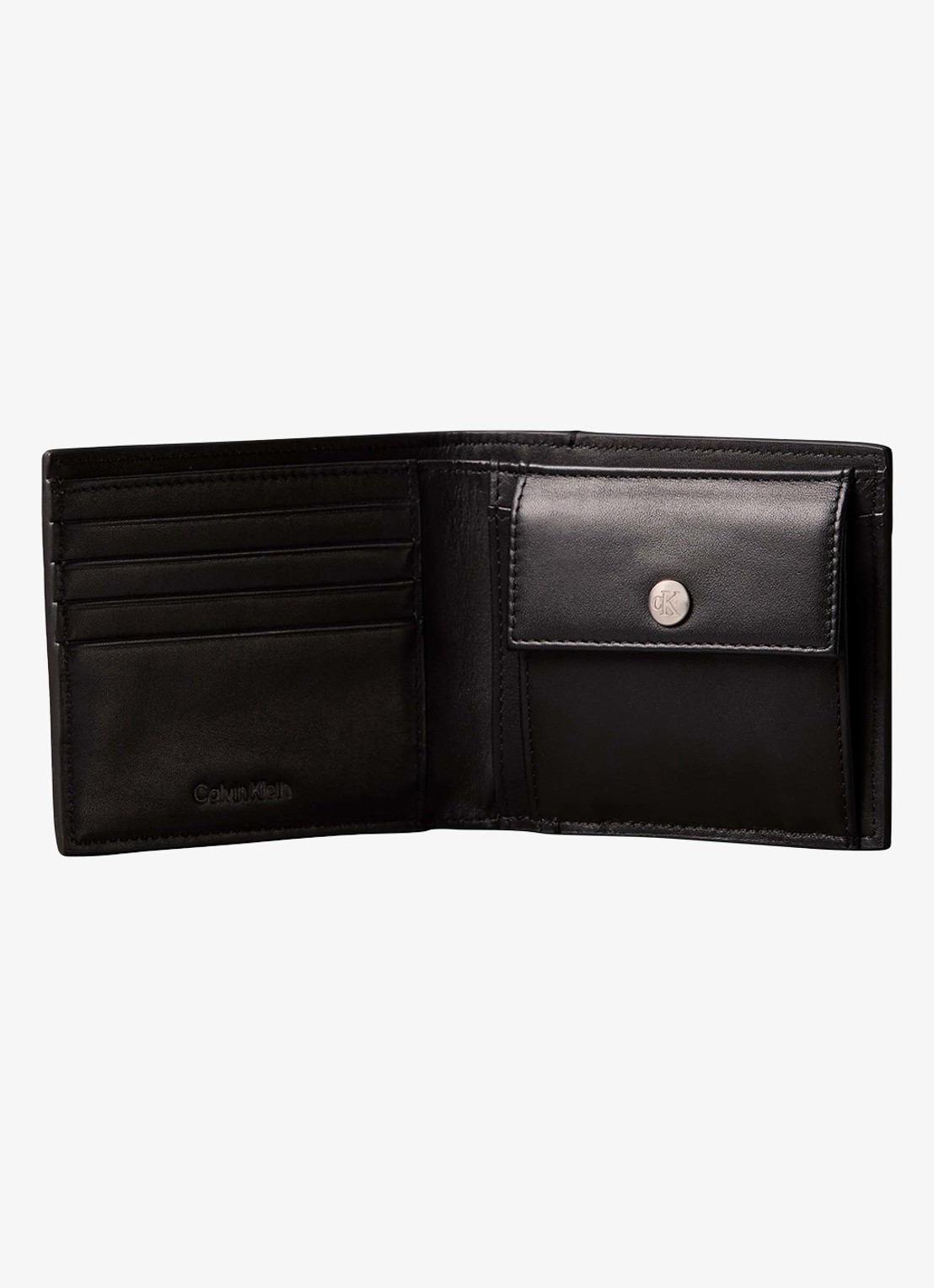 Calvin Klein Portemonnee van leer met logoprint - detail 3 zwart