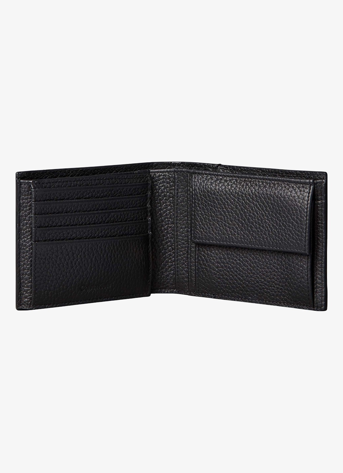 Calvin Klein Portemonnee van leer met structuur en logo  - detail 2 zwart
