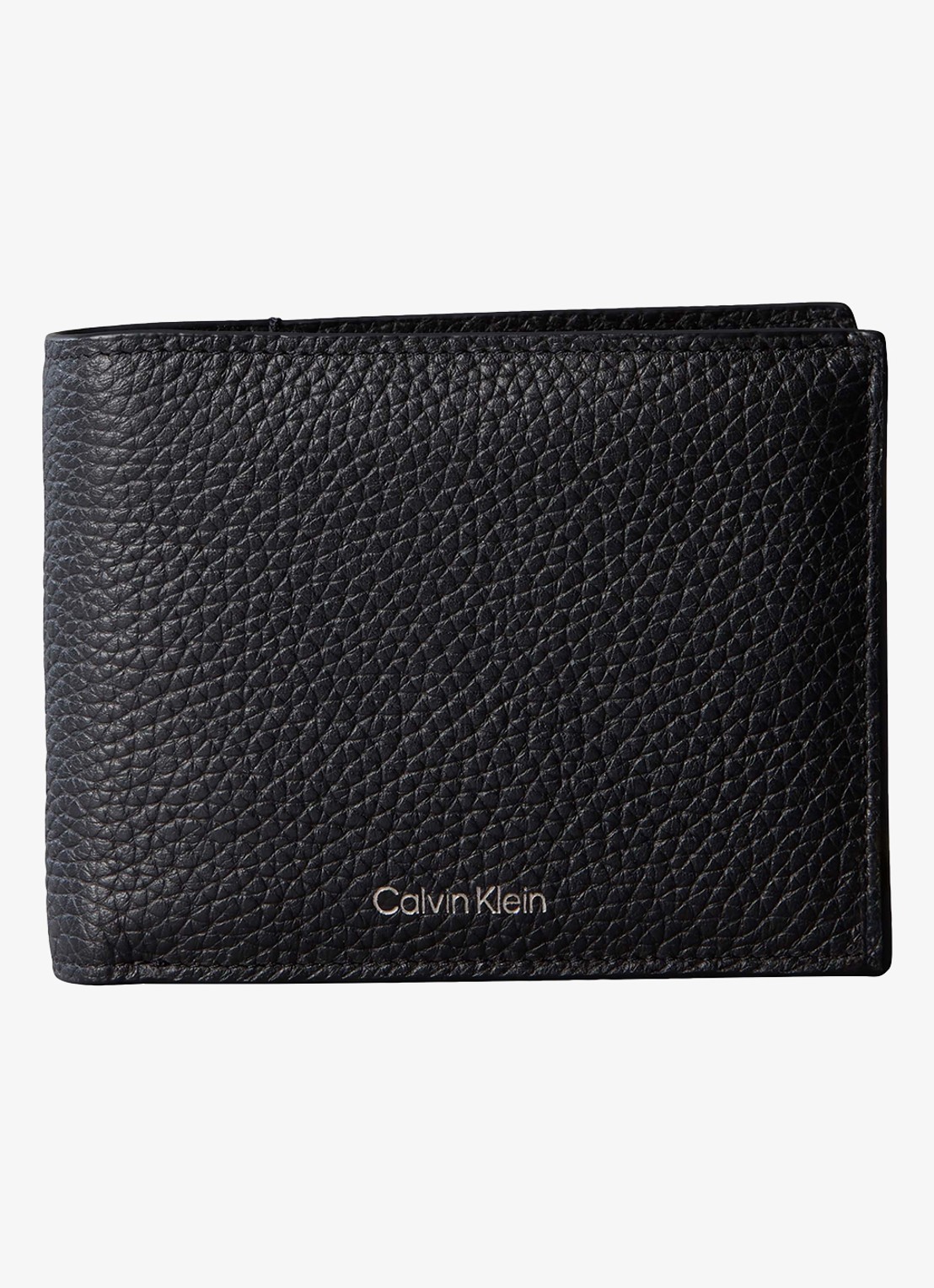 Calvin Klein Portemonnee van leer met structuur en logo  - voorkant zwart