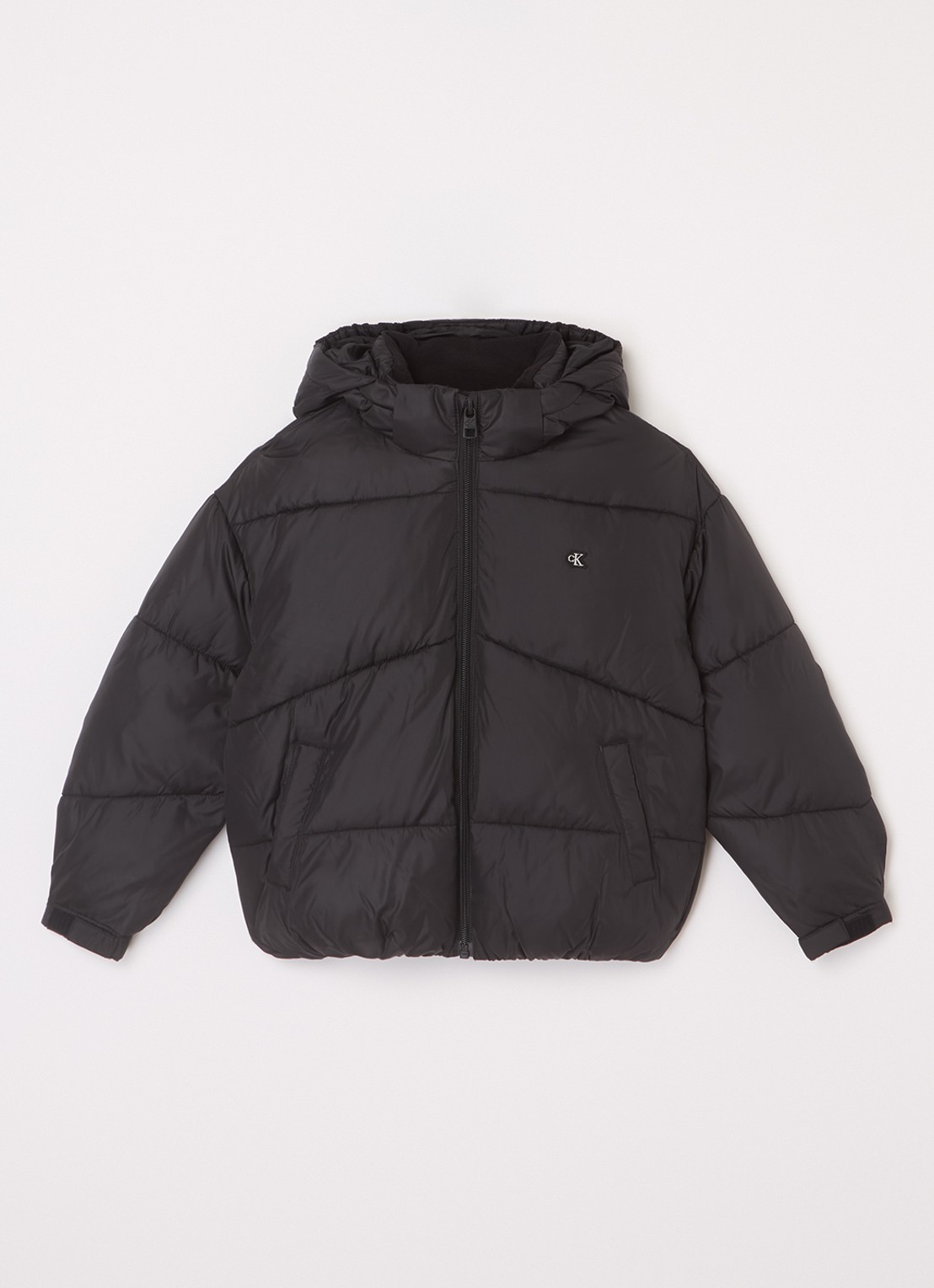 Calvin Klein Puffer jack met steekzakken - voorkant zwart