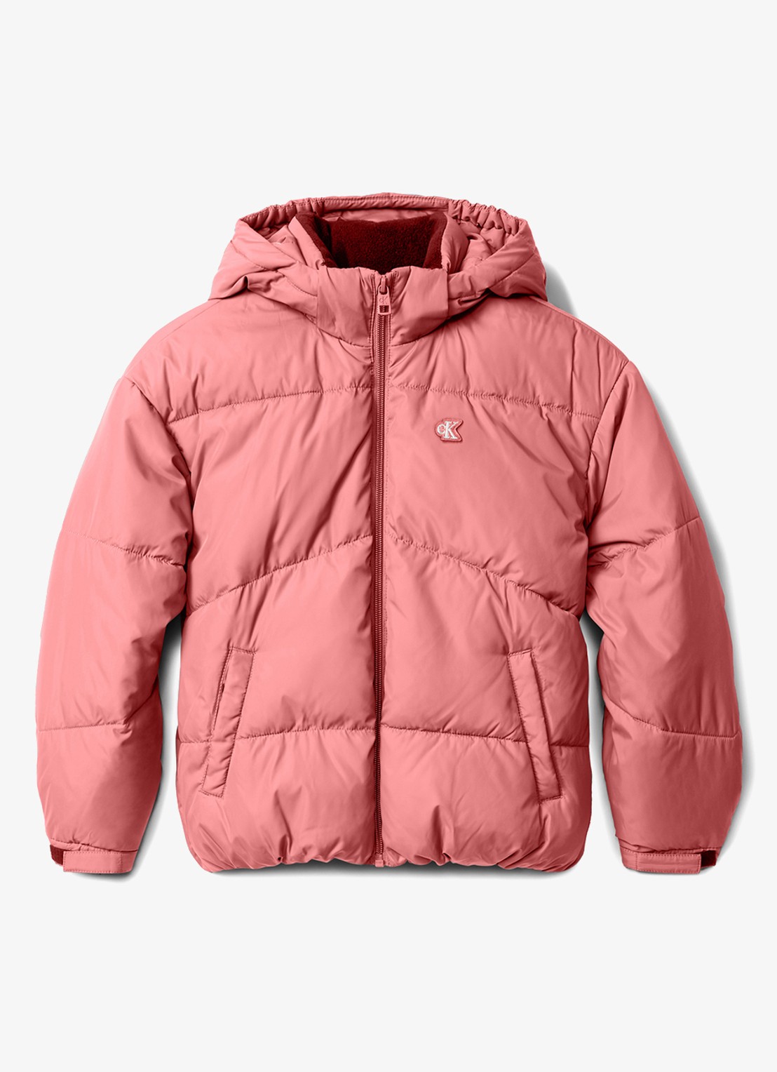 Calvin Klein Puffer jack met steekzakken - voorkant 4 roze