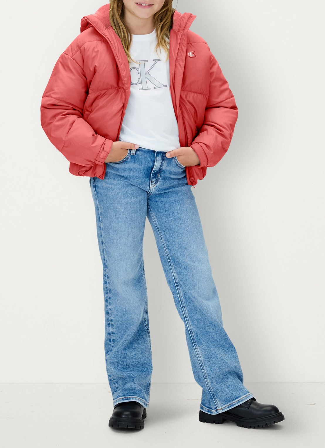 Calvin Klein Puffer jack met steekzakken - voorkant 5 roze