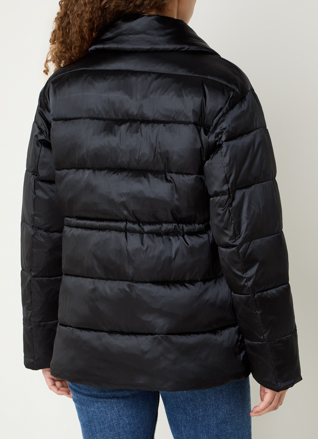 Calvin Klein Puffer jack van satijn met ritszakken - achterkant 4 zwart