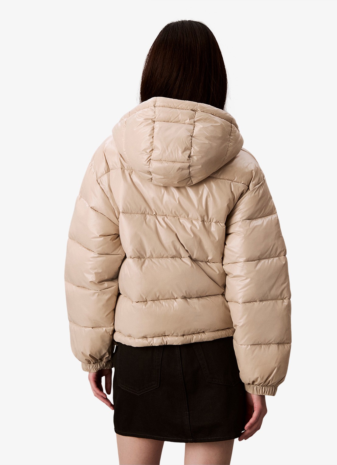 Calvin Klein Puffer jas met logo  - achterkant 4 beige