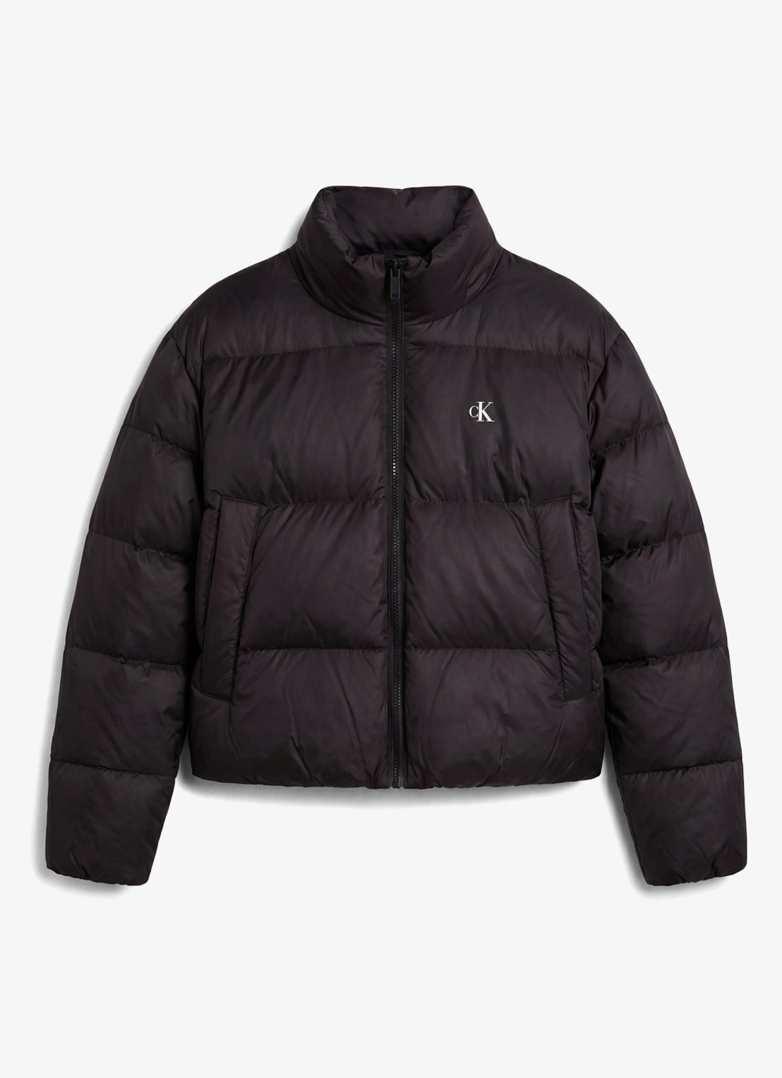 Calvin Klein Puffer jas met logo - voorkant 6 zwart