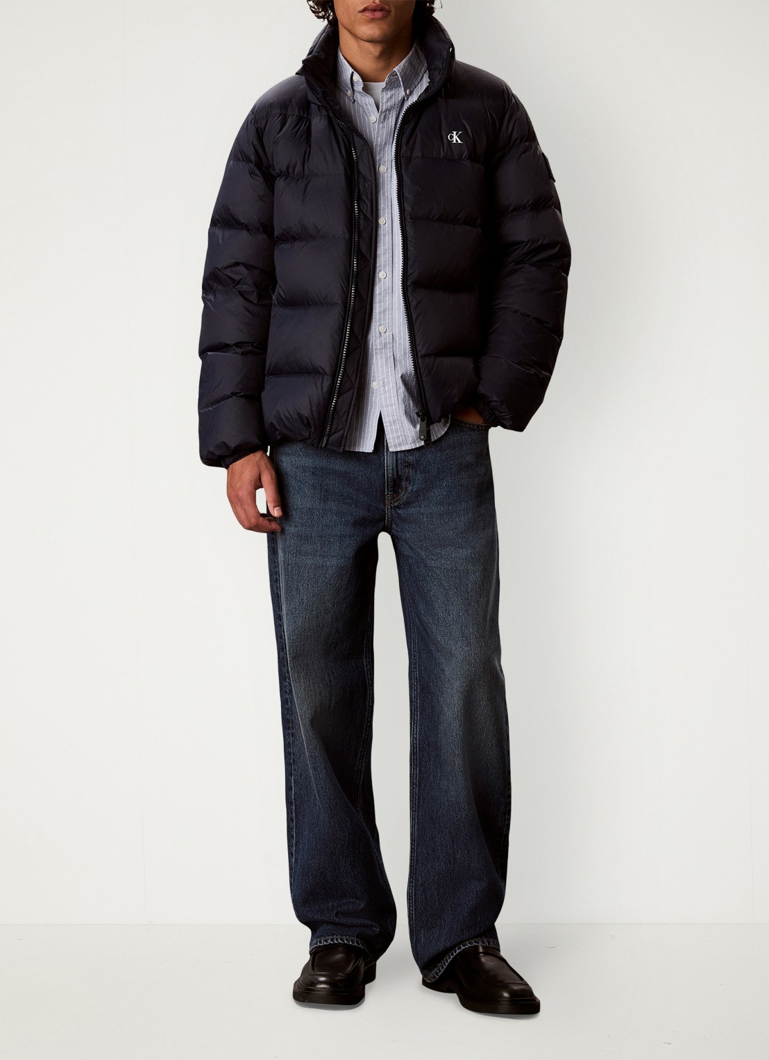 Calvin Klein Puffer jas met logo - voorkant 7 dark sapphire-cef