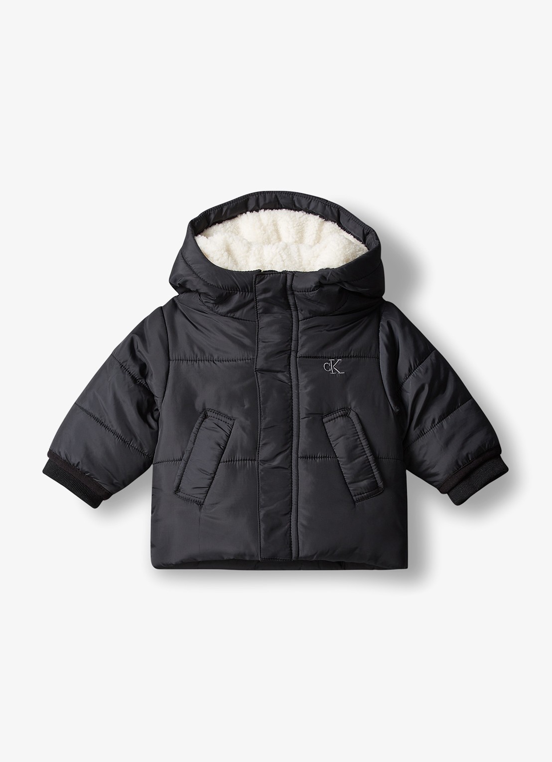 Calvin Klein Puffer jas met logo - voorkant zwart
