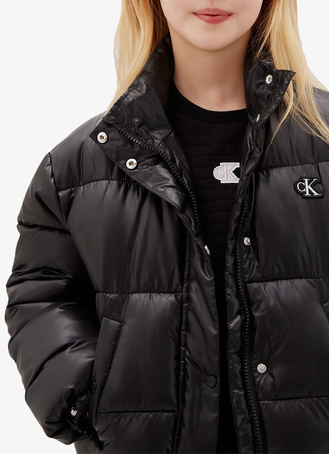 Calvin Klein Pufferjas met logo  - detail 4 zwart