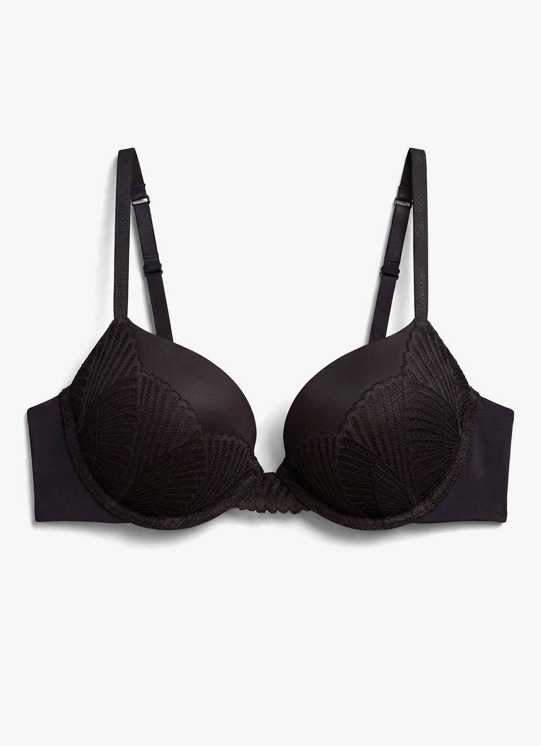 Calvin Klein Push-up bh met details van kant - voorkant 5 zwart