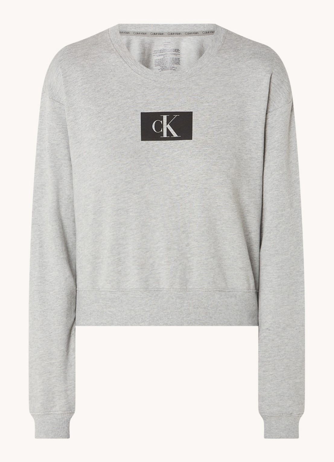 Calvin Klein Pyjama sweatshirt met logo - voorkant grijsmele