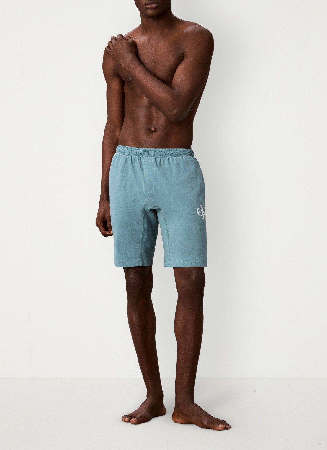 Calvin Klein Pyjamabroek met logo - voorkant 2 lichtblauw
