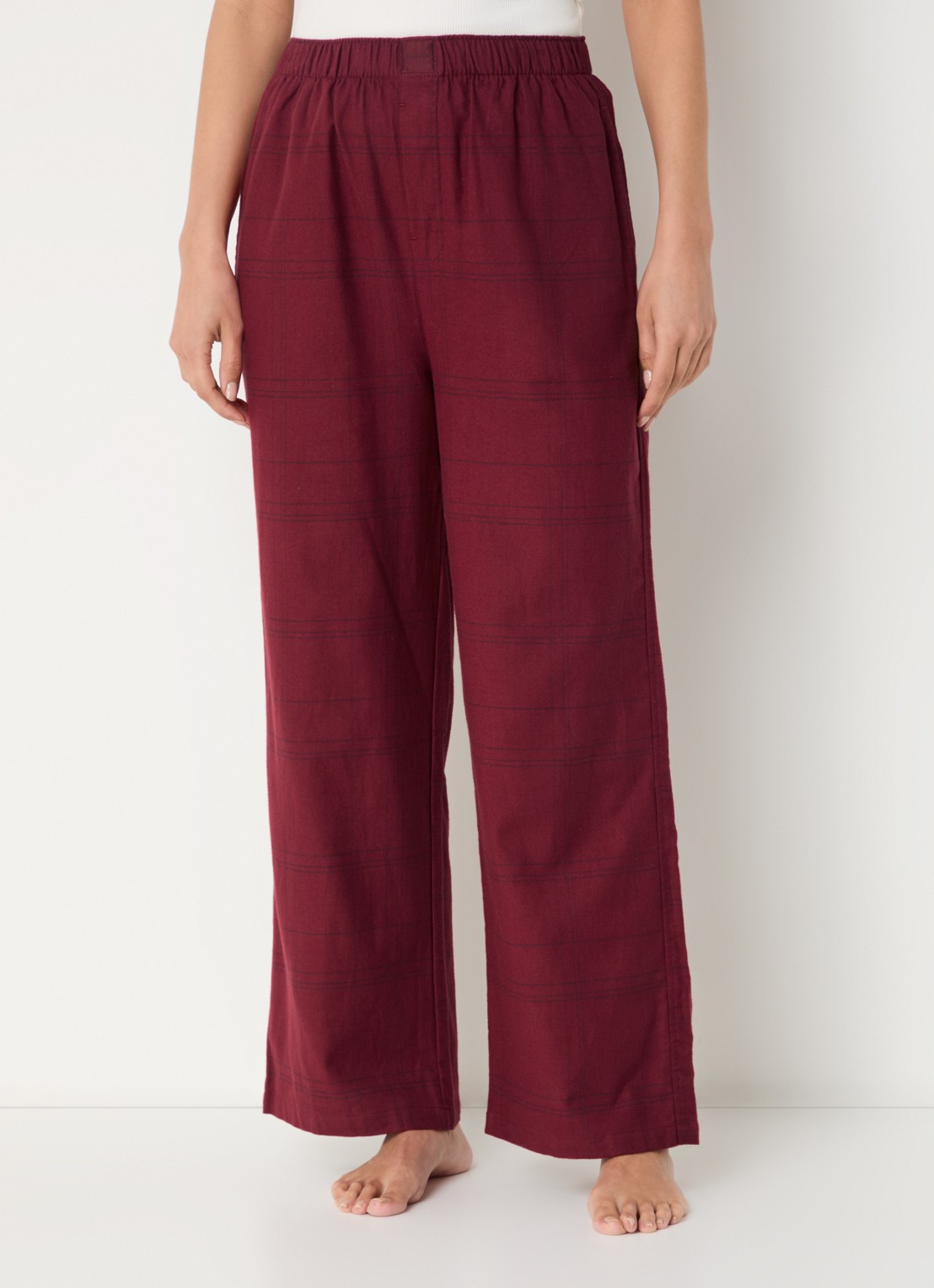 Calvin Klein Pyjamabroek met ruitdessin - detail 2 donkerrood
