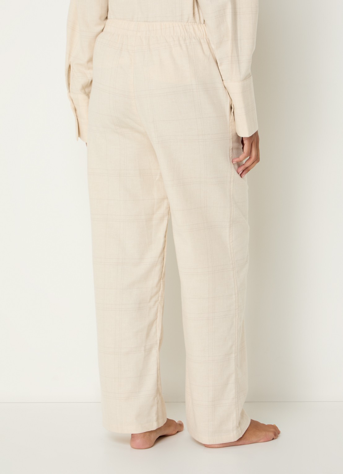 Calvin Klein Pyjamabroek met ruitdessin - achterkant 4 creme