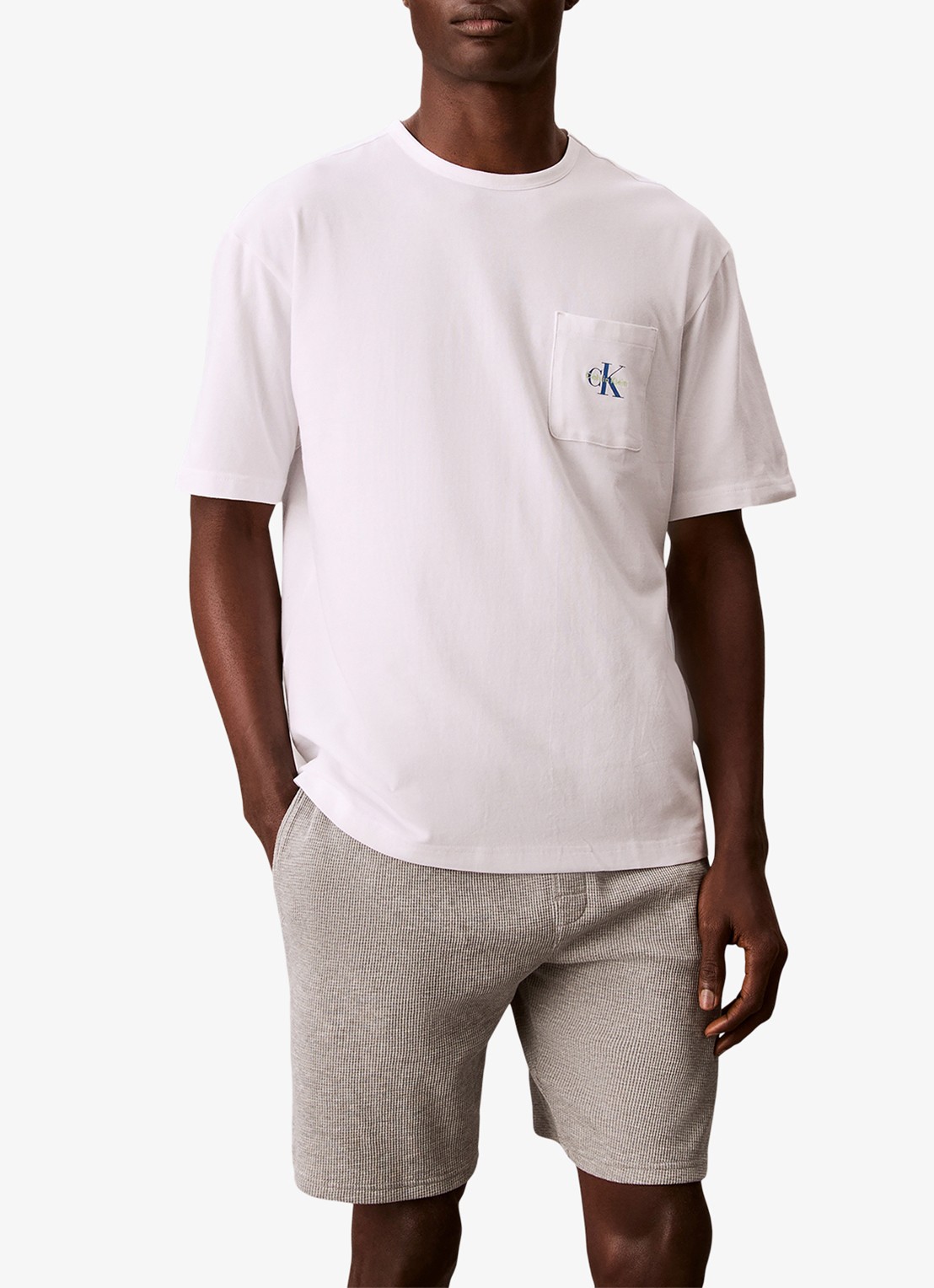 Calvin Klein Pyjamashirt met logo - detail wit