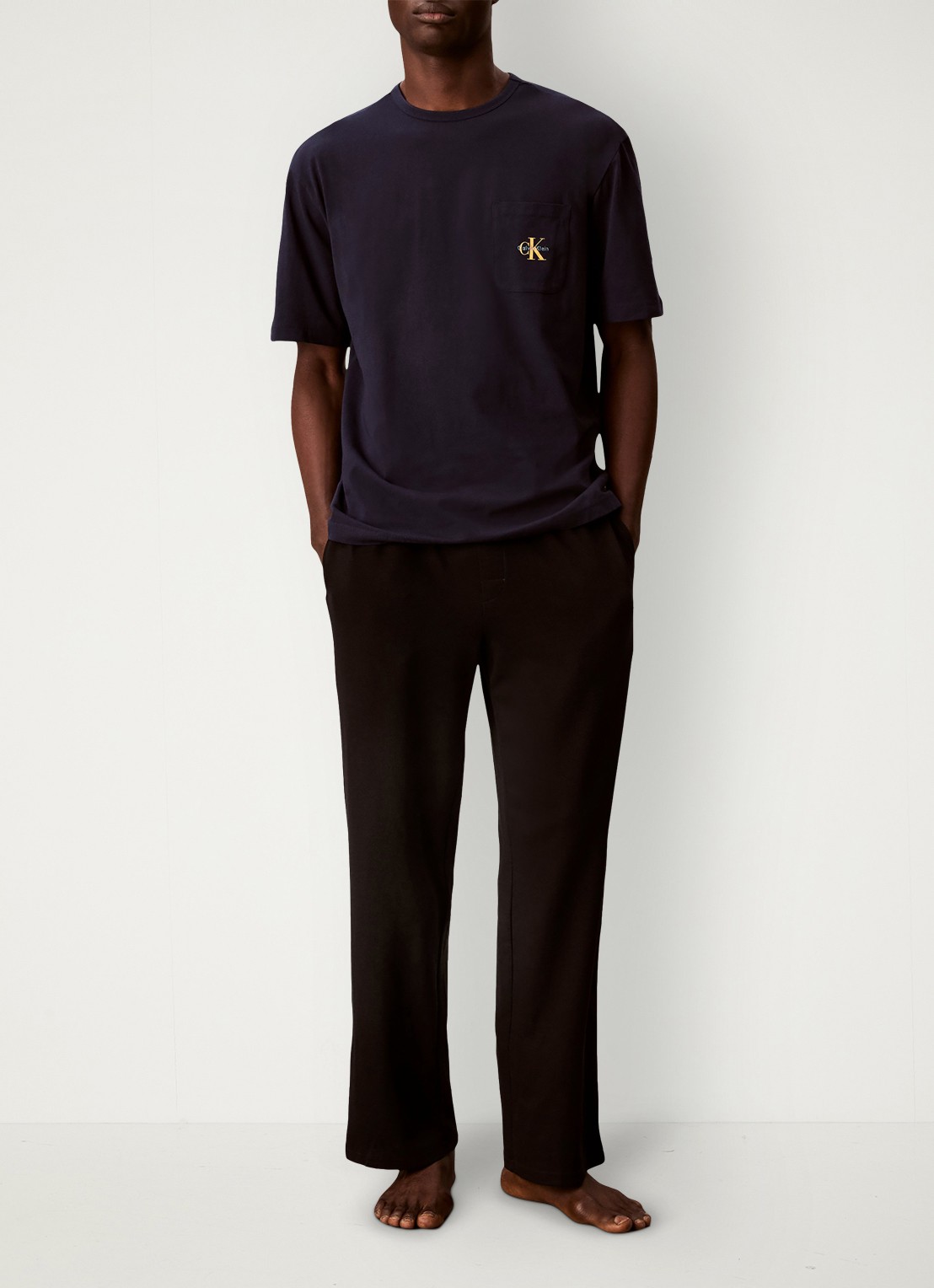 Calvin Klein Pyjamashirt met logo - voorkant 2 donkerblauw