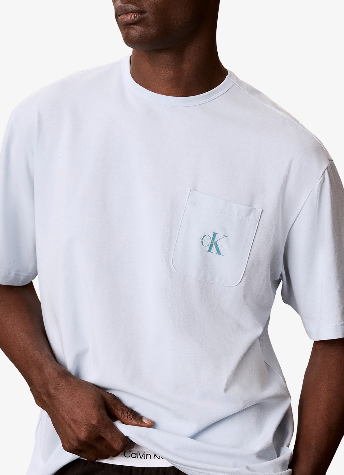 Calvin Klein Pyjamashirt met logo - detail 3 blauw